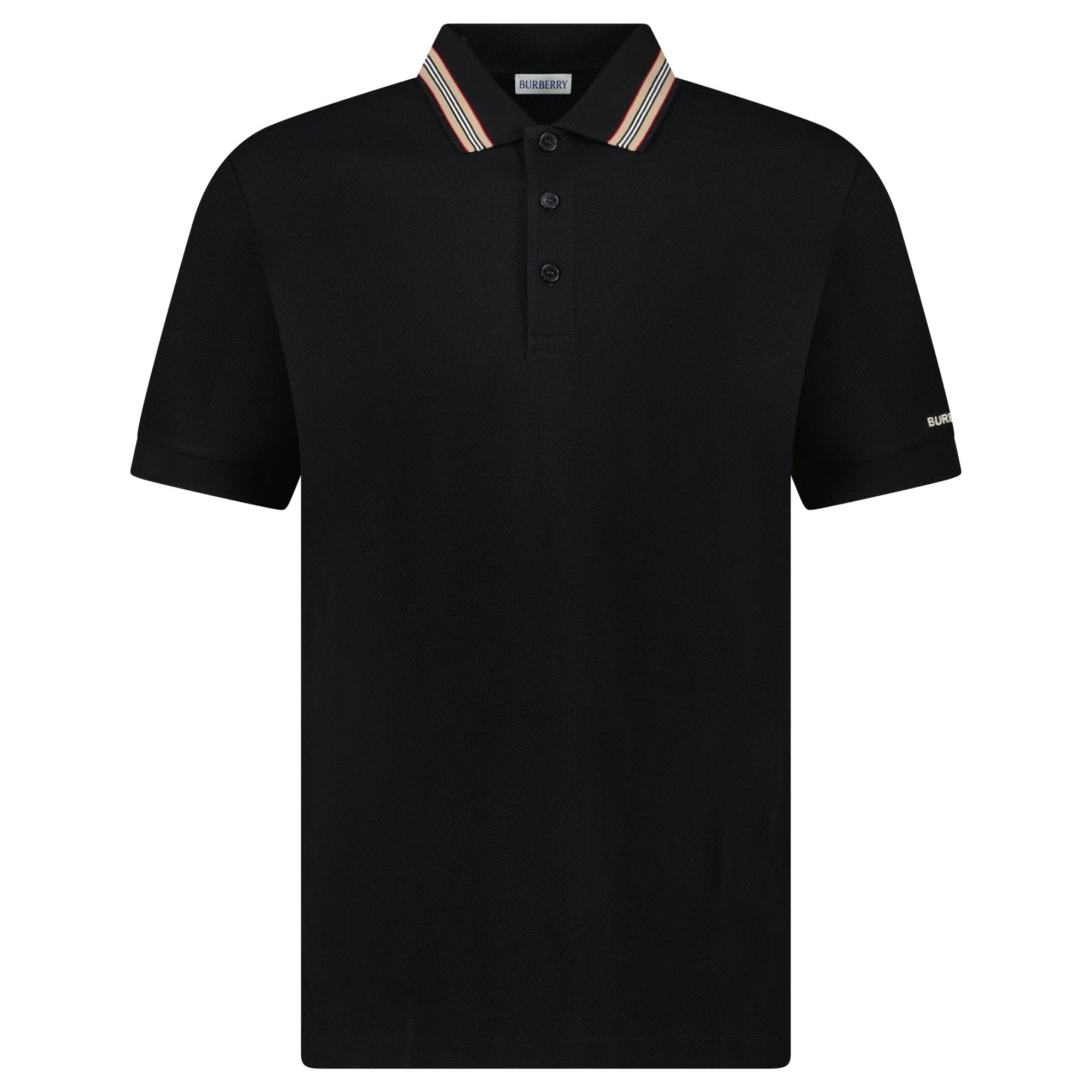 Burberry ‘Hartford’ Striped Check Short Sleeve Polo in Black