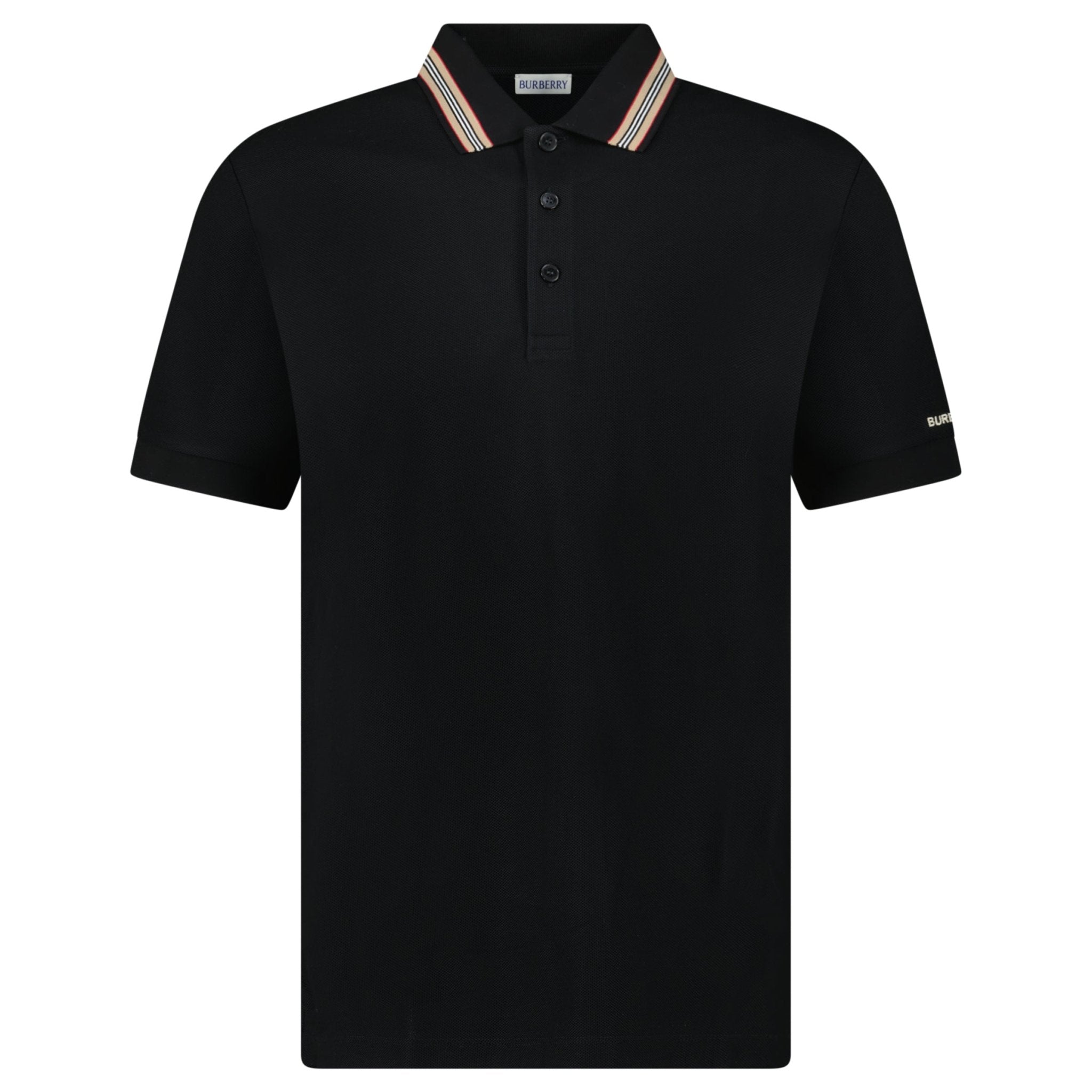 Burberry ‘Hartford’ Striped Check Short Sleeve Polo in Black
