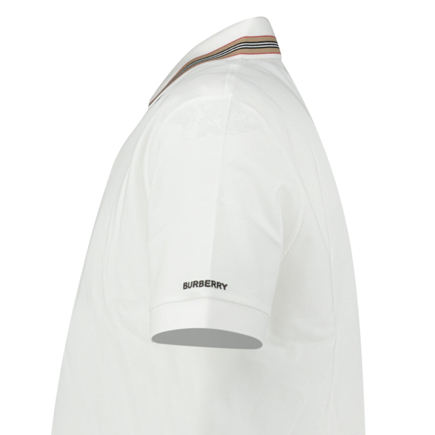 Burberry ‘Hartford’ Striped Check Short Sleeve Polo in White