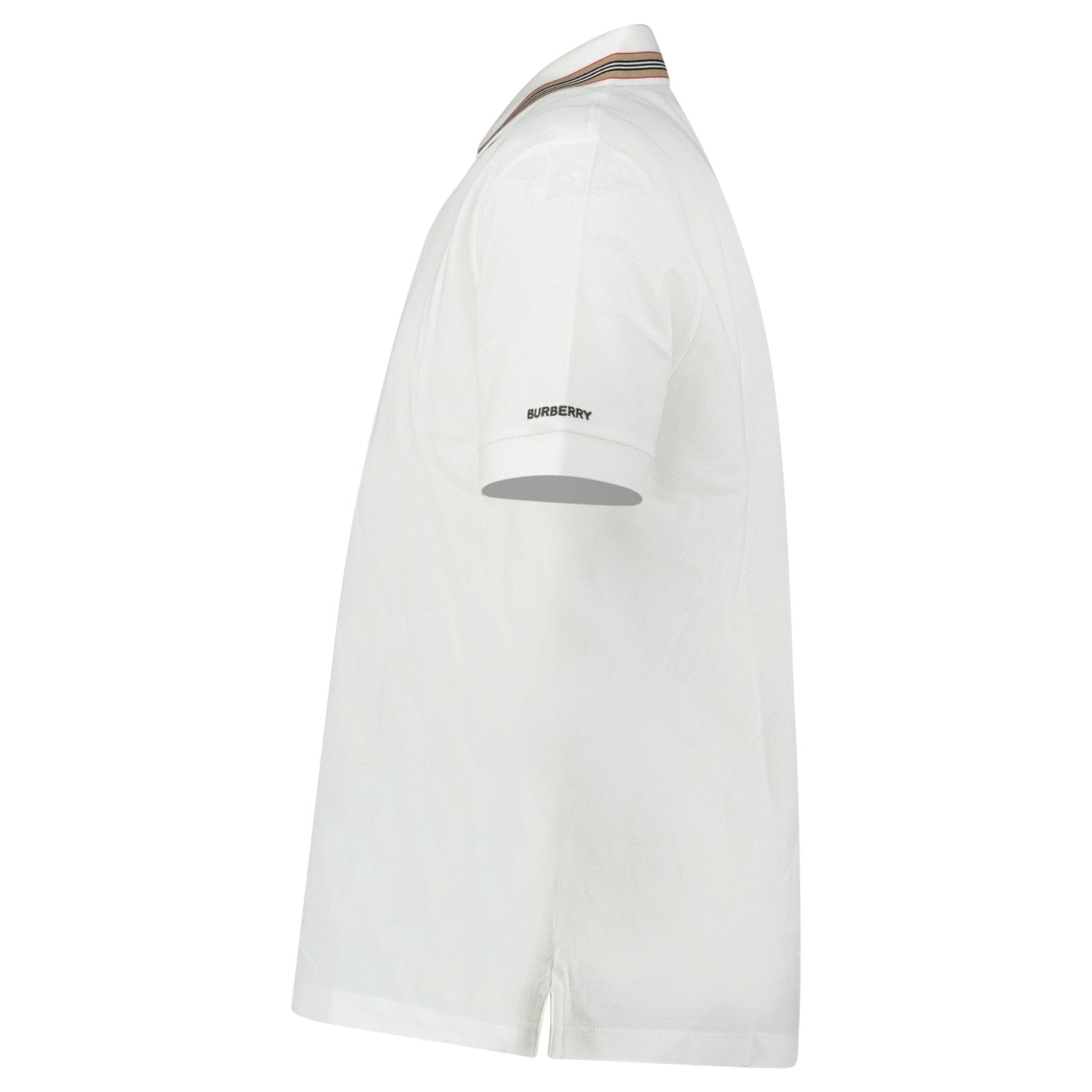 Burberry ‘Hartford’ Striped Check Short Sleeve Polo in White