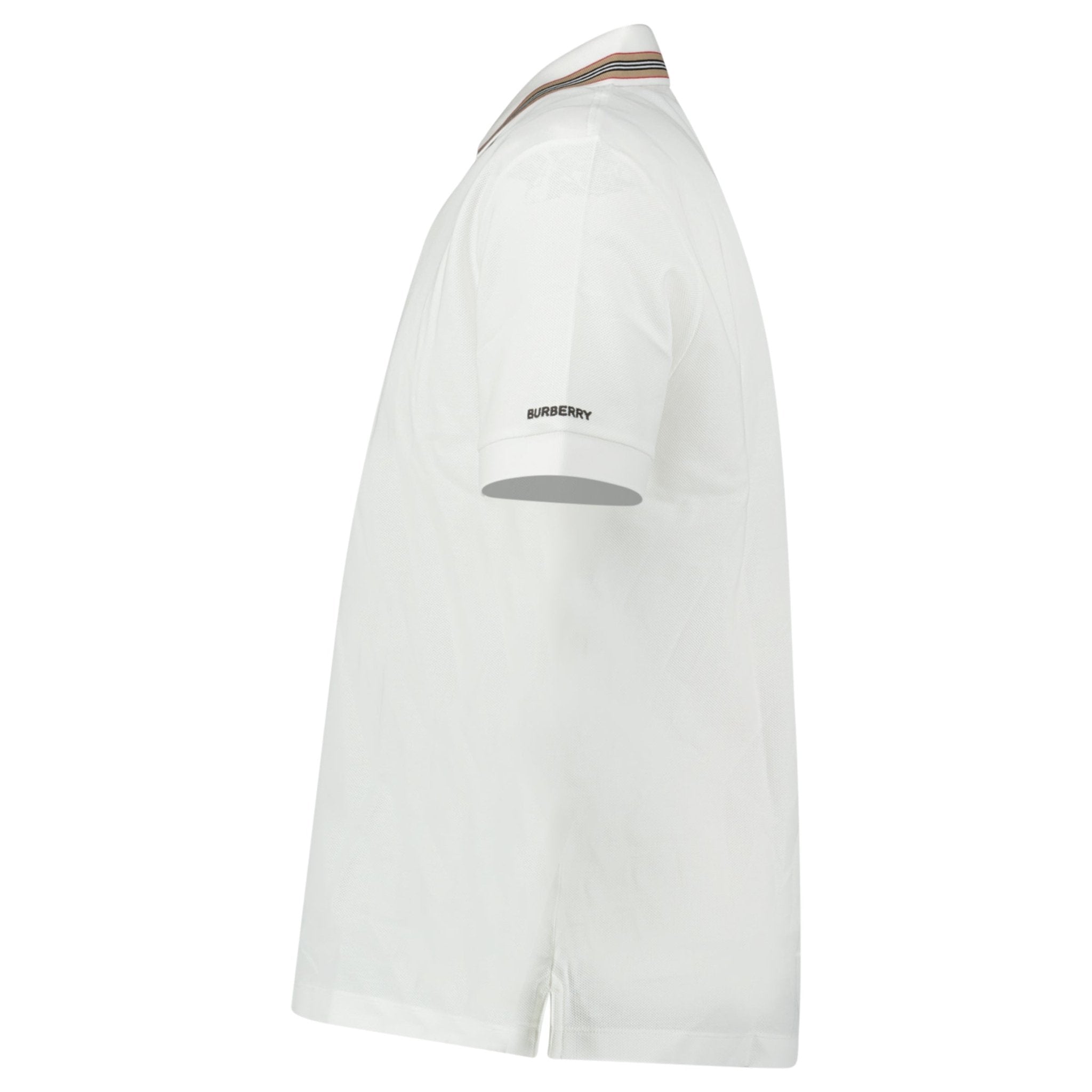 Burberry ‘Hartford’ Striped Check Short Sleeve Polo in White