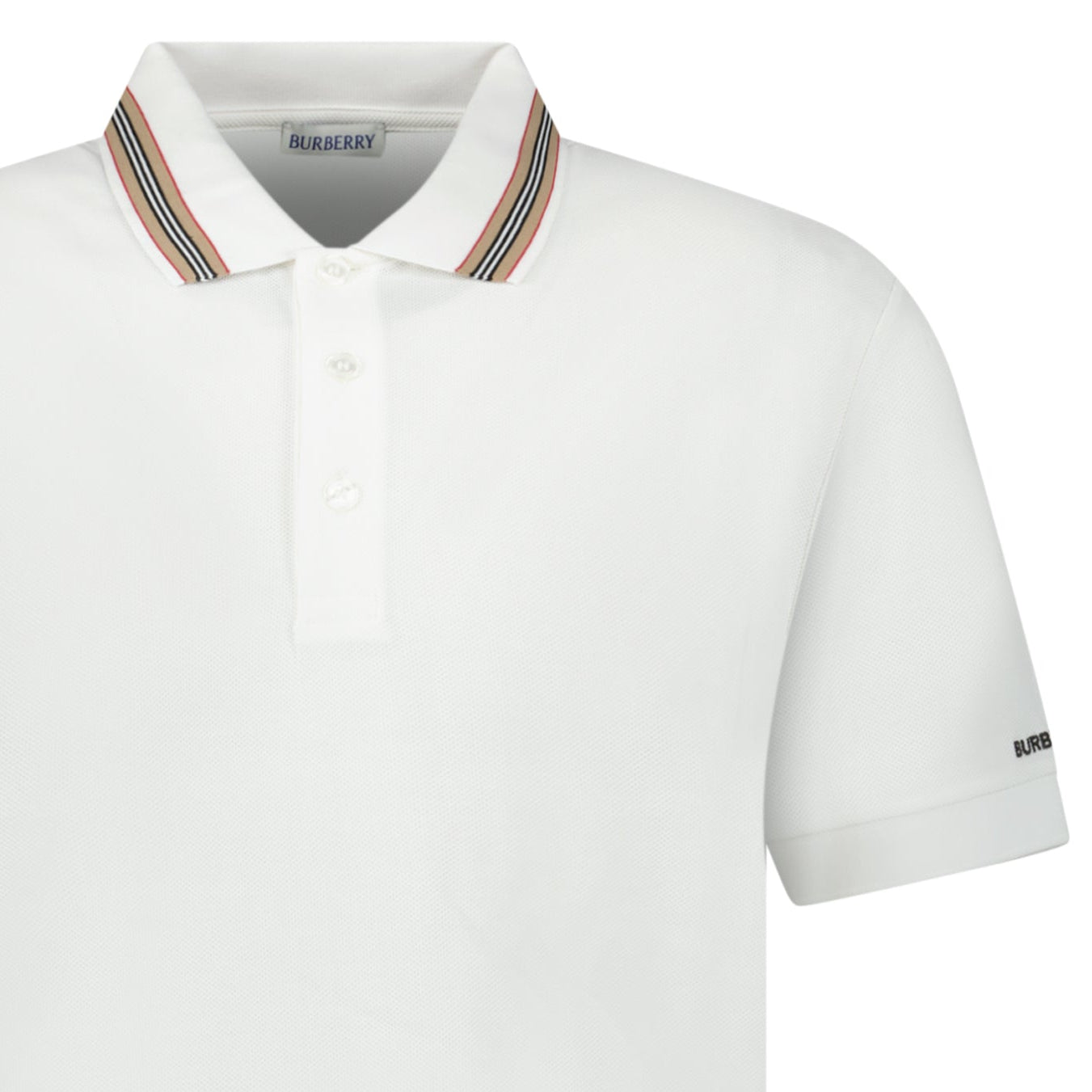 Burberry ‘Hartford’ Striped Check Short Sleeve Polo in White