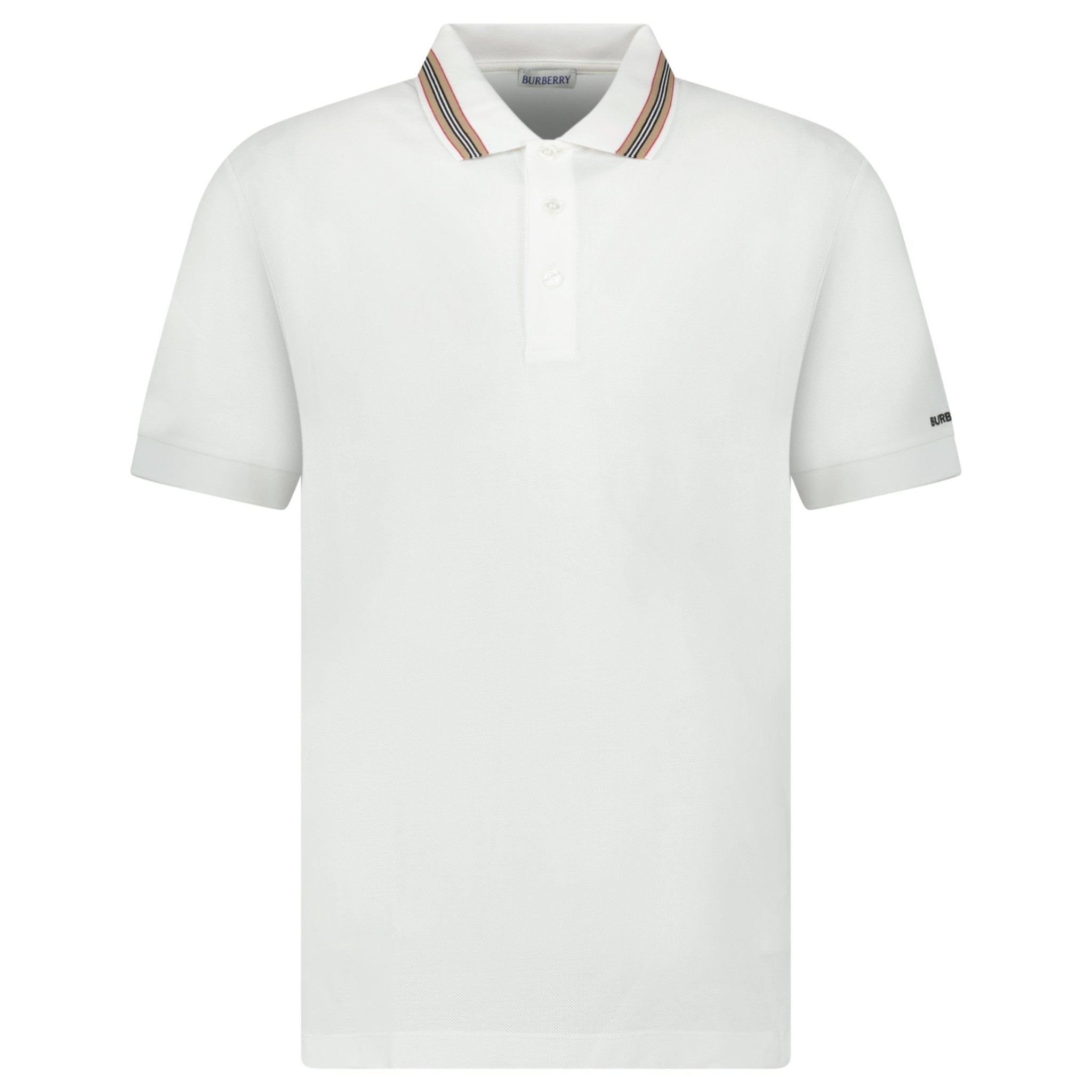 Burberry ‘Hartford’ Striped Check Short Sleeve Polo in White