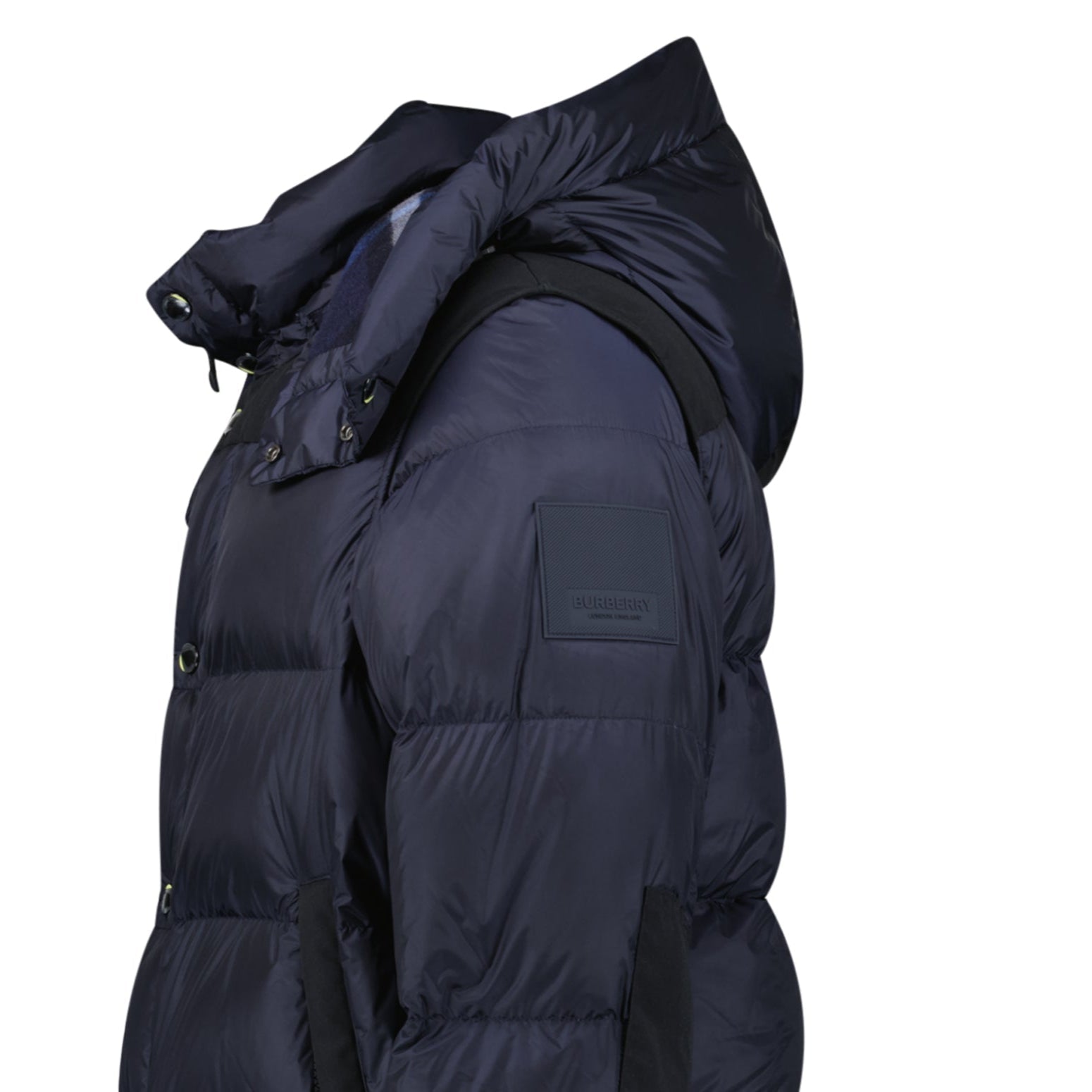 Burberry 'Leeds' Detachable Sleeve Hooded Down Jacket Navy