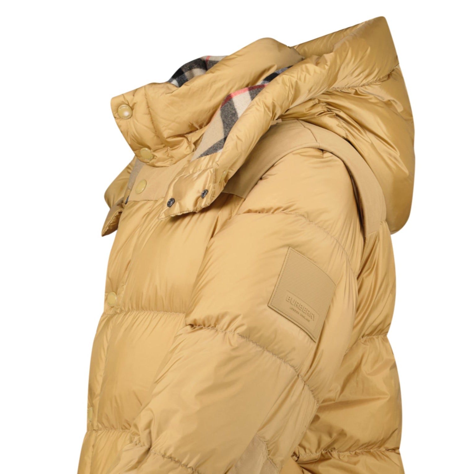 Burberry 'Leeds' Detachable Sleeve Hooded Down Jacket Warm Honey