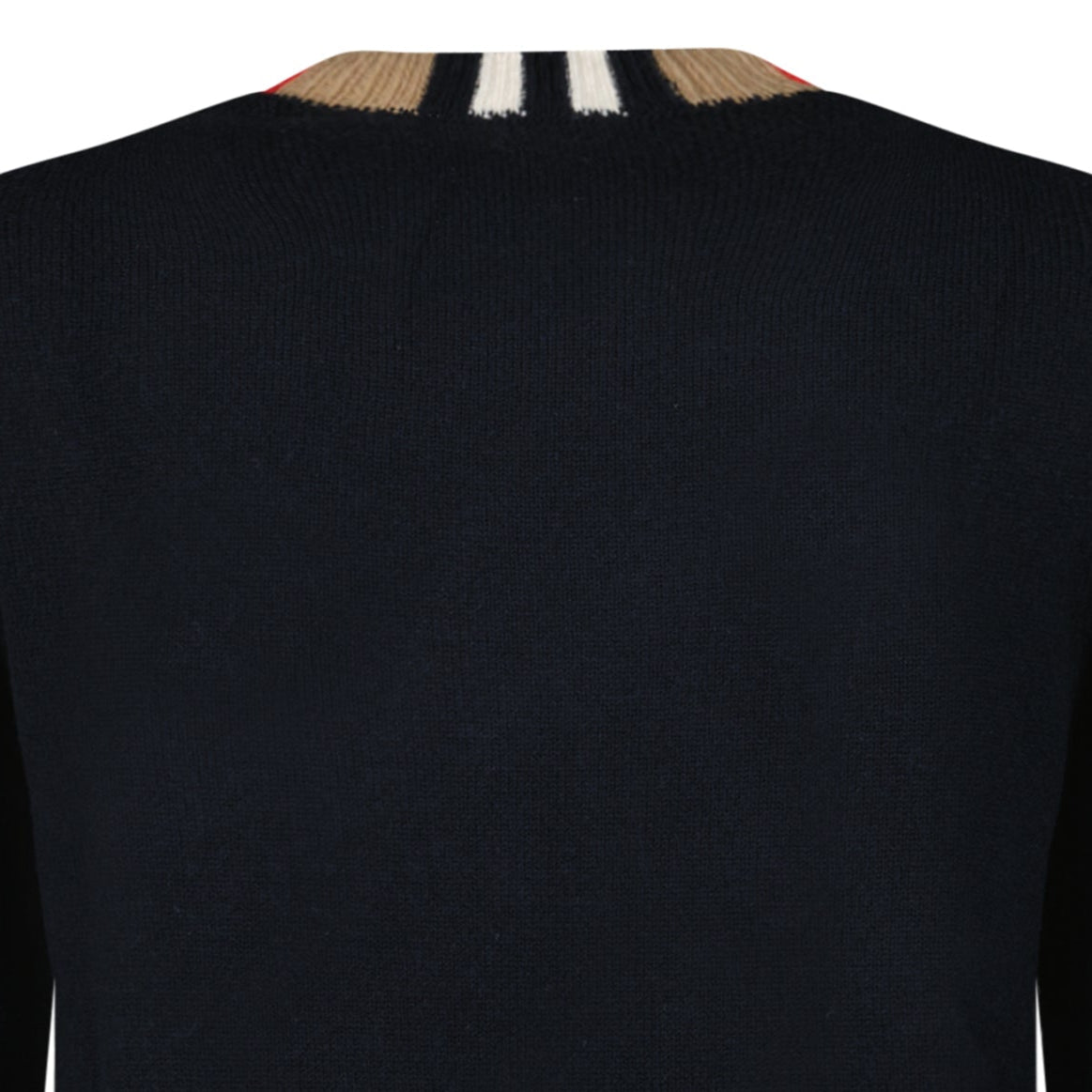 Burberry 'Noland' Knitted Wool/ Cashmere Jumper Check Neck Black