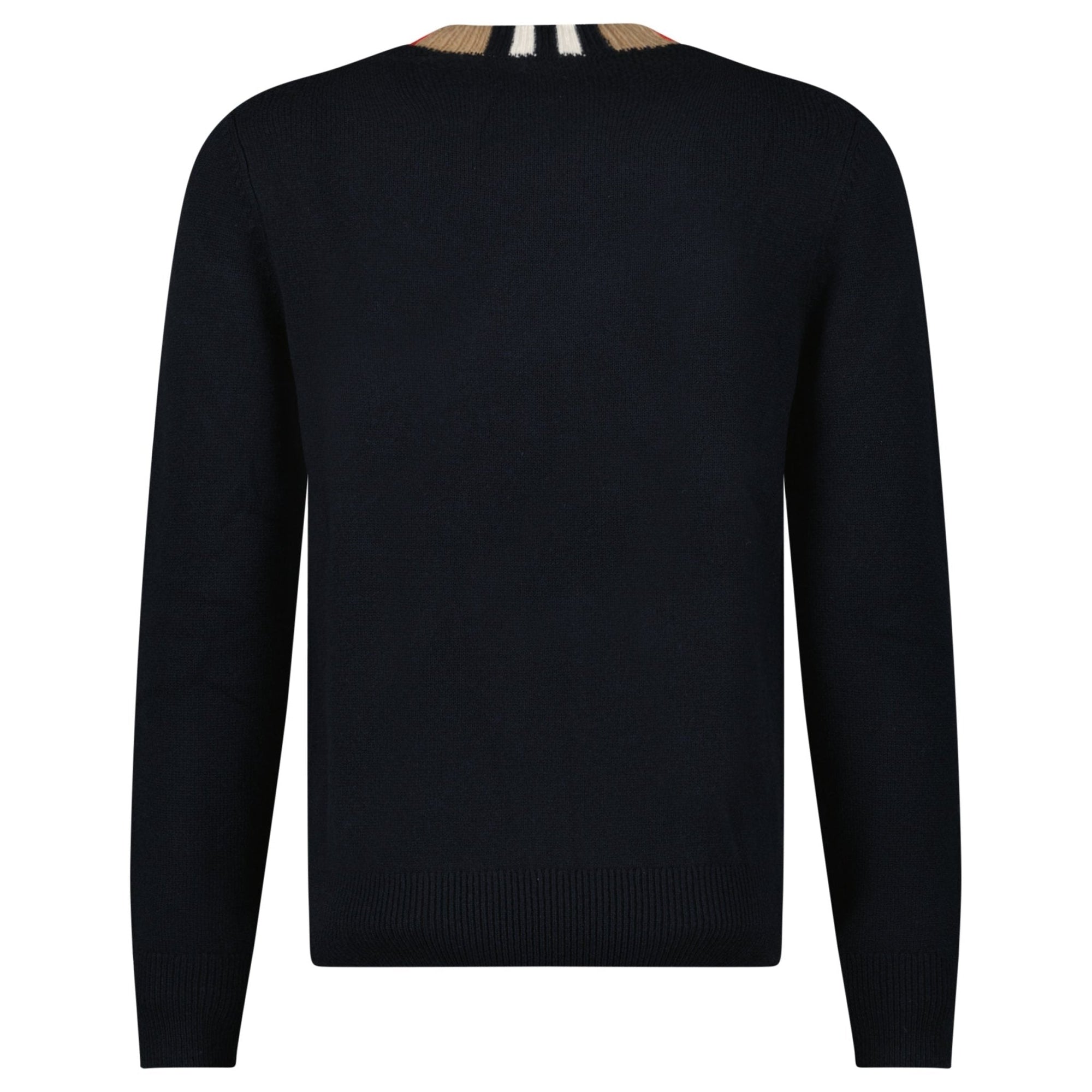 Burberry 'Noland' Knitted Wool/ Cashmere Jumper Check Neck Black