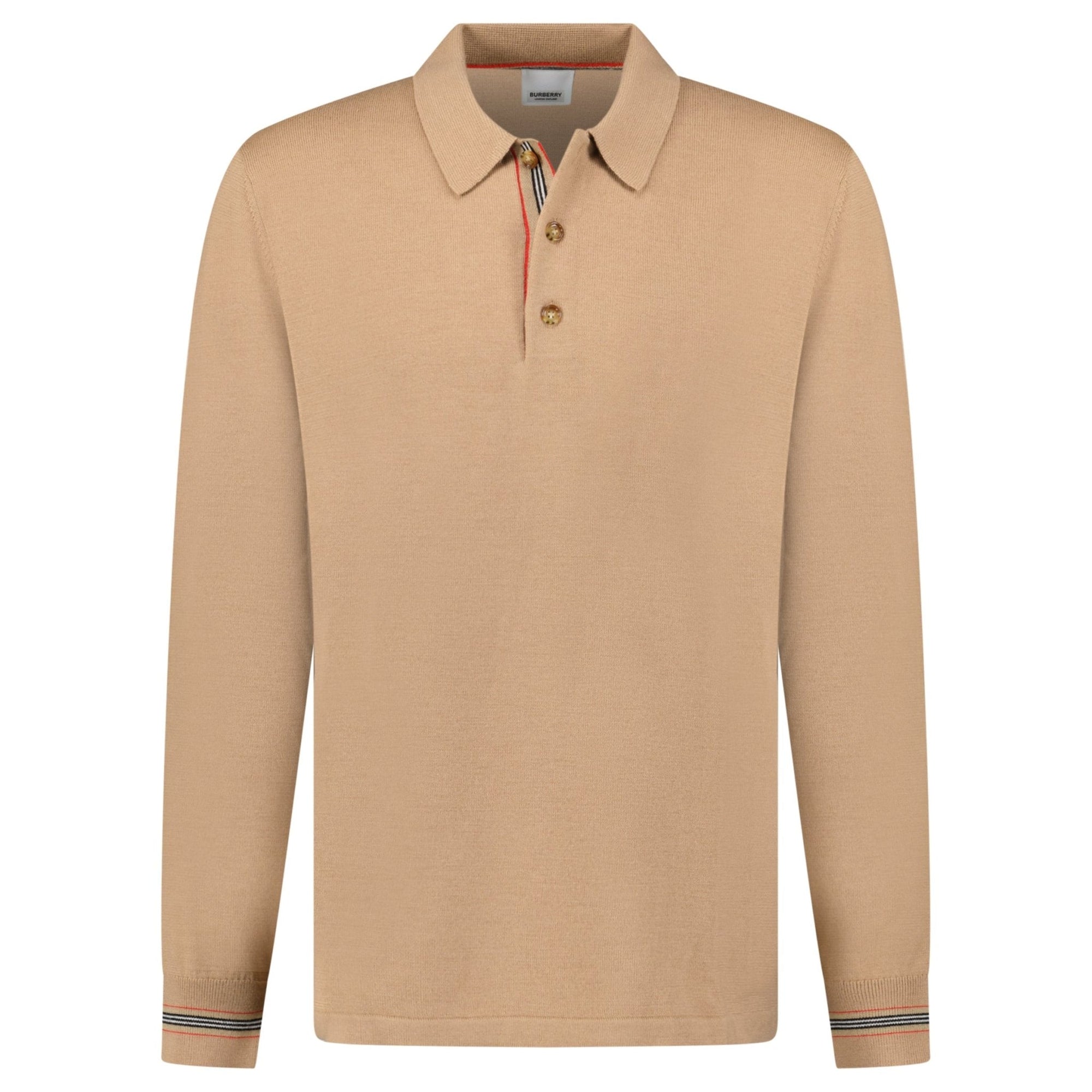 Burberry 'Pace' Signature Stripe Wool Polo Camel