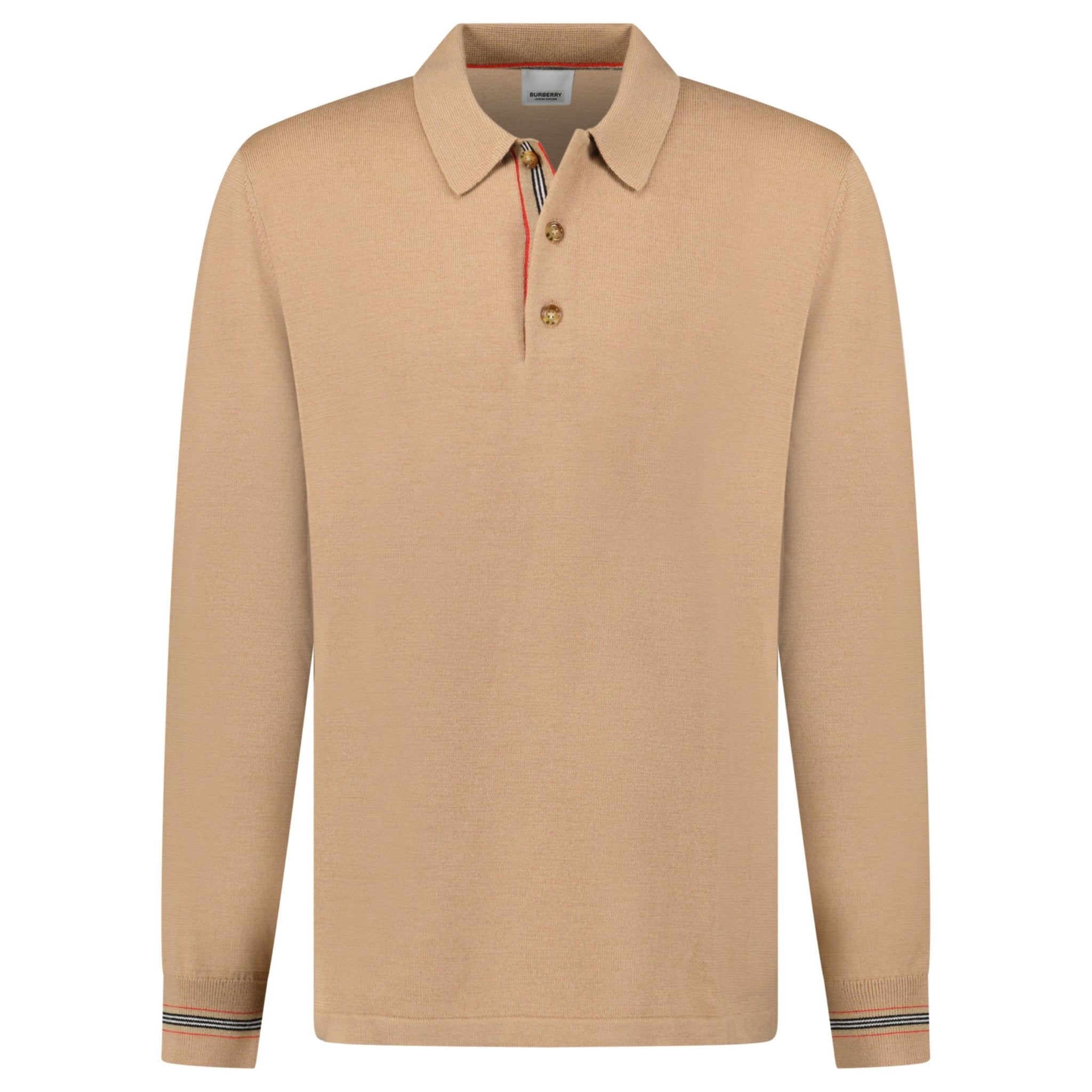 Burberry 'Pace' Signature Stripe Wool Polo Camel