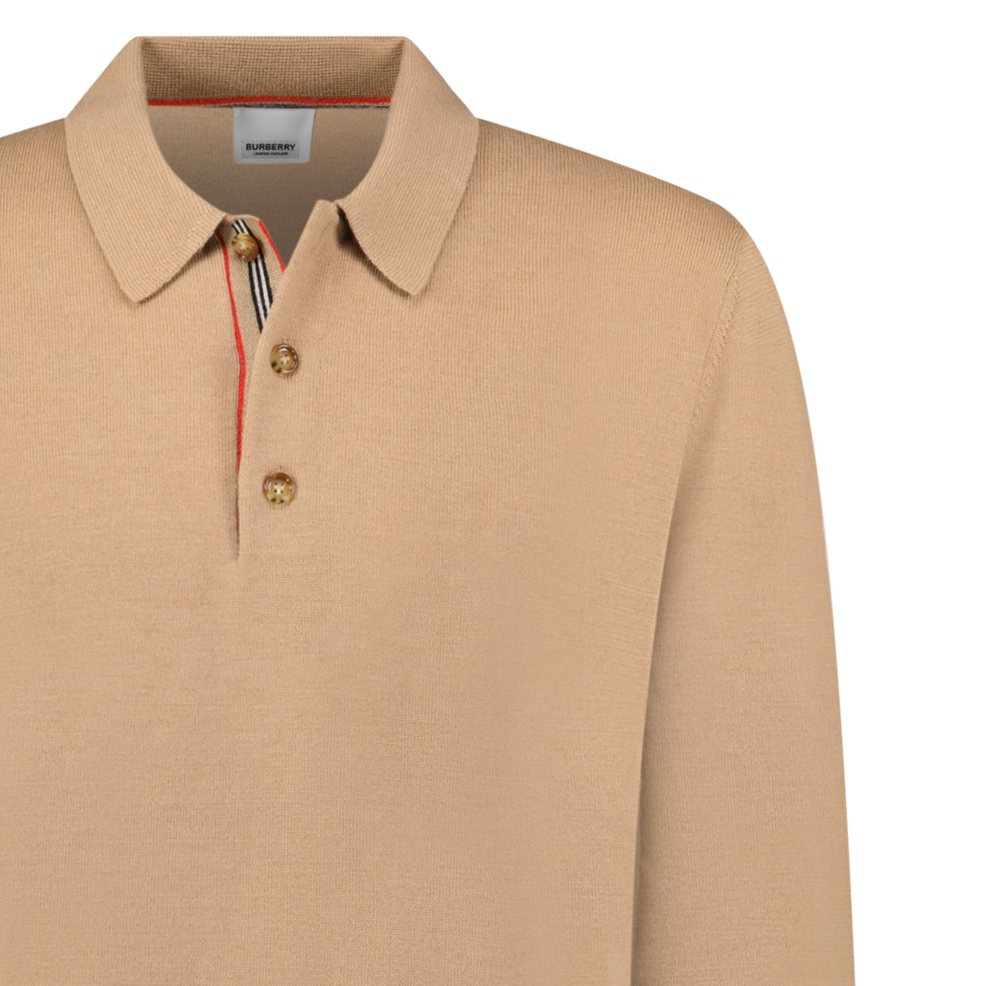 Burberry 'Pace' Signature Stripe Wool Polo Camel