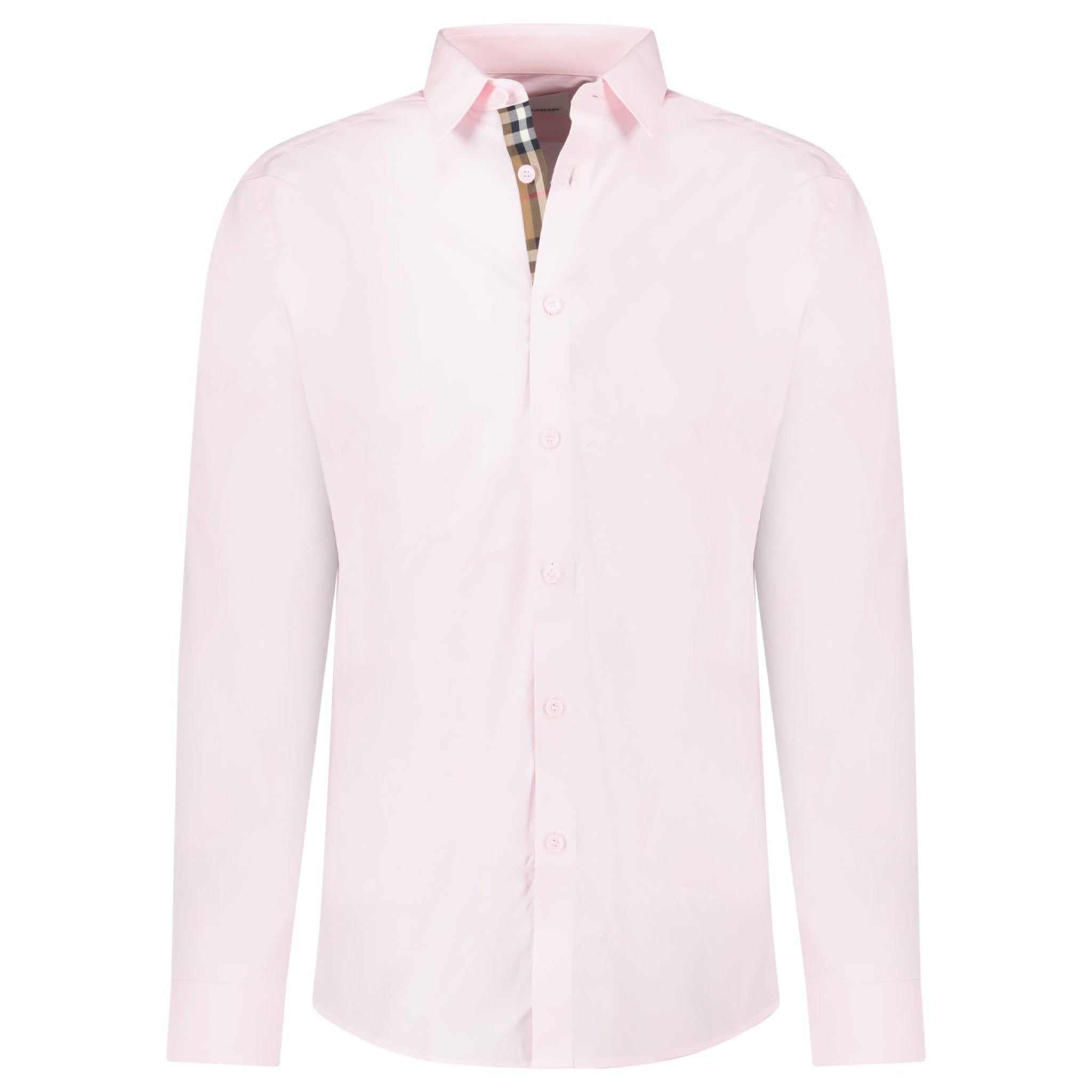 Burberry 'Shefford' Check Placket Long Sleeve Shirt in Pale Pink