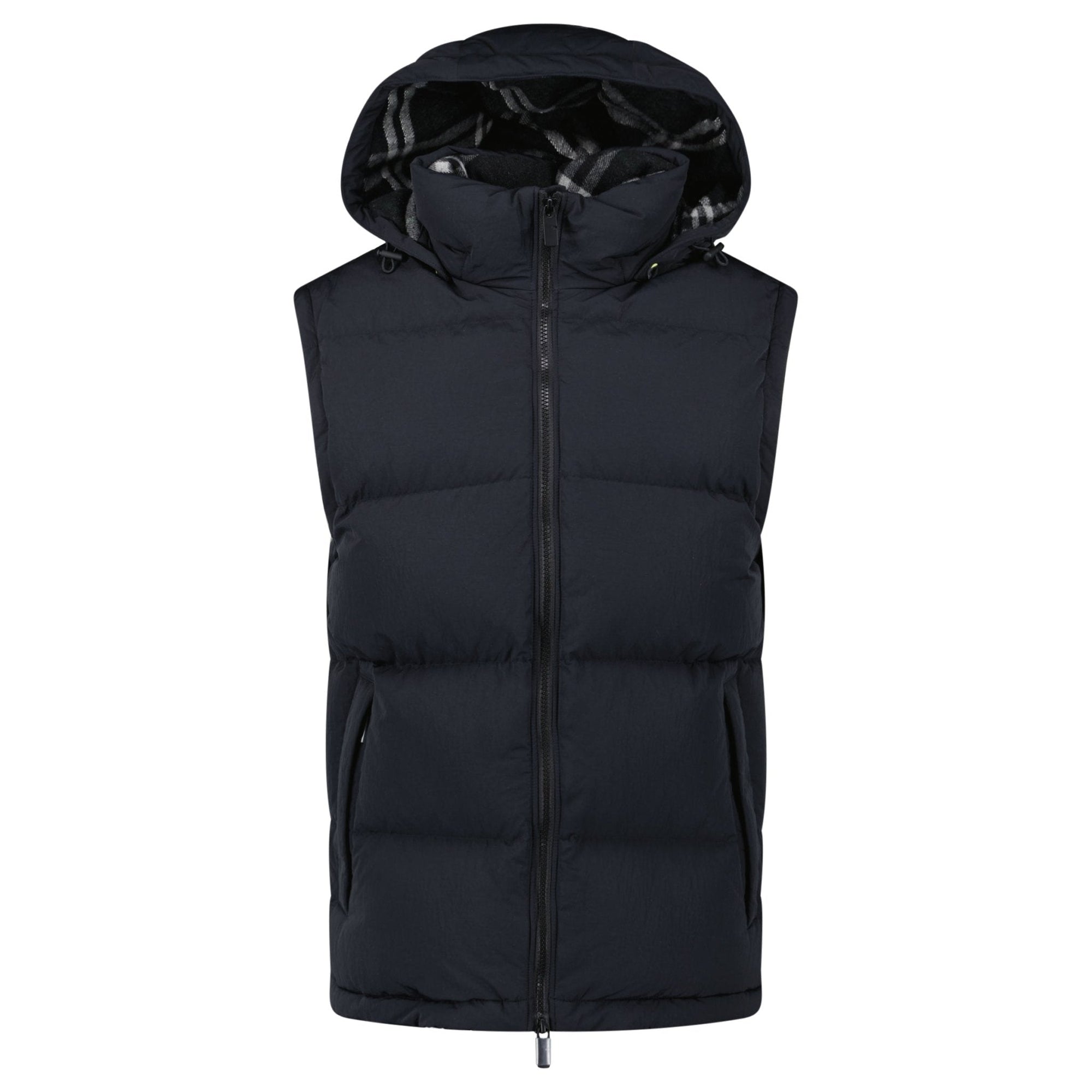 Burberry Technical Nylon Puffer Coat / Gilet in Charcoal Black
