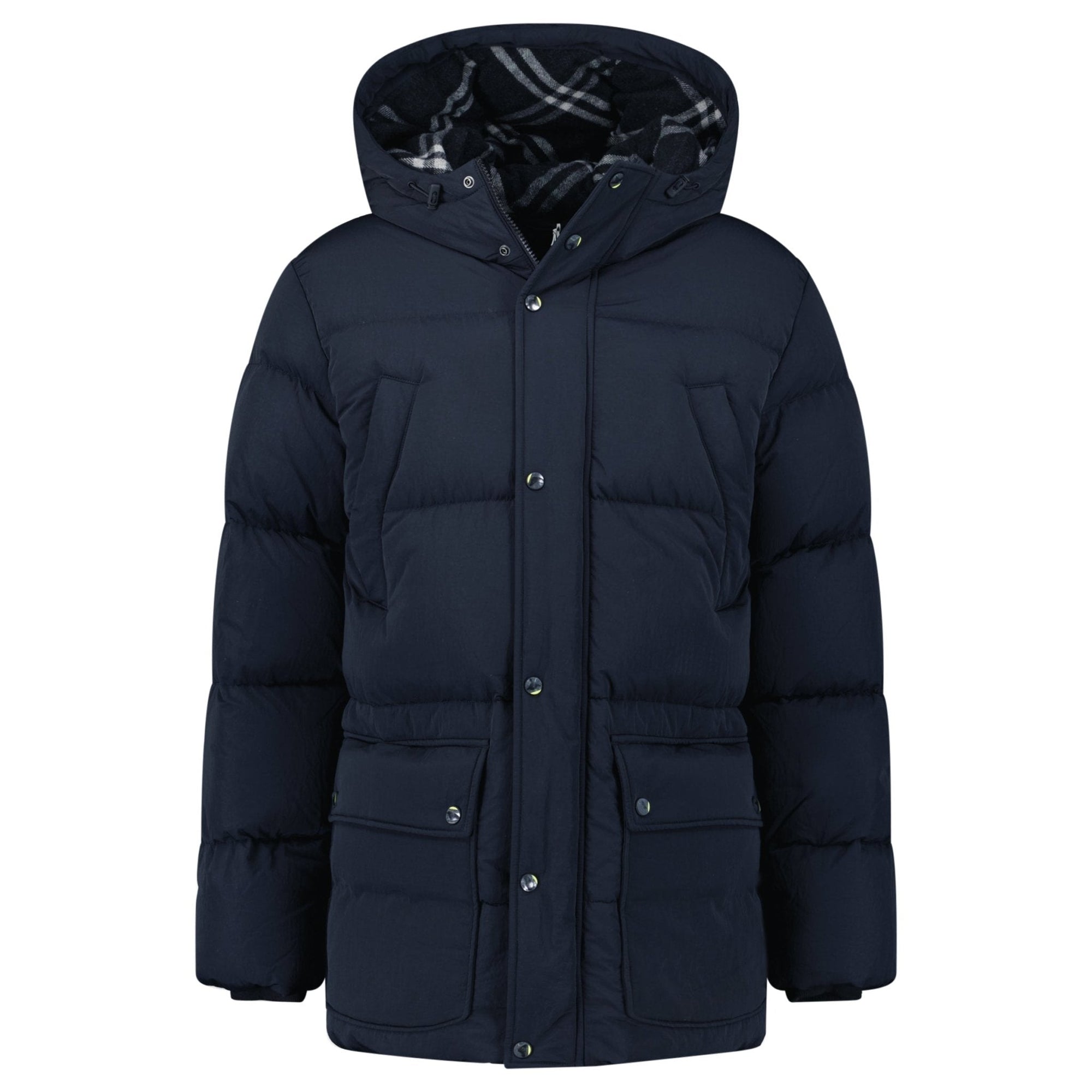 Burberry Technical Nylon Puffer Coat in Navy