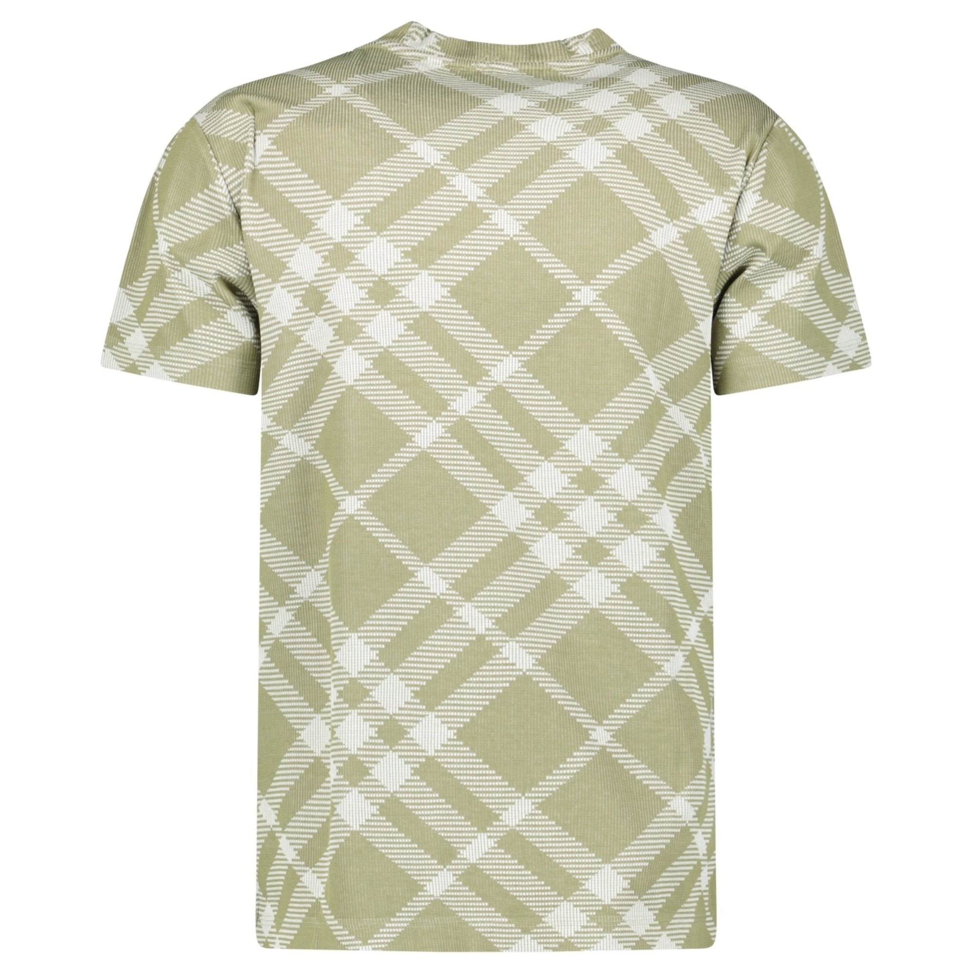 Burberry Check Stretch Cotton Blend T-Shirt in Dark Hunter/White
