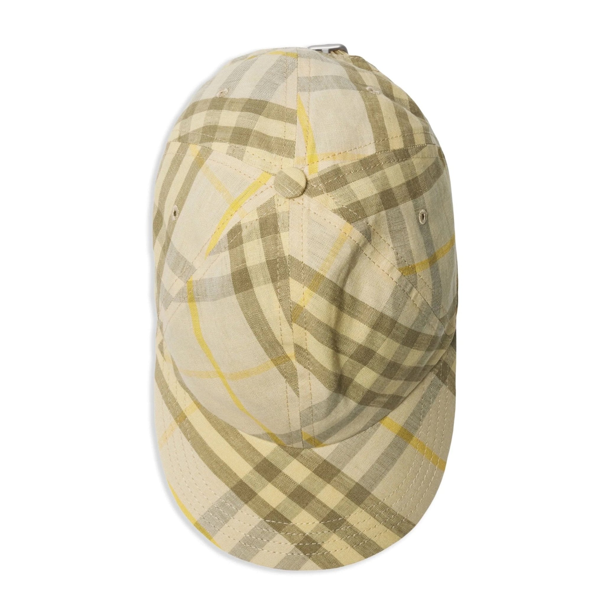 Burberry Checked Linen Cap Wheat Yellow
