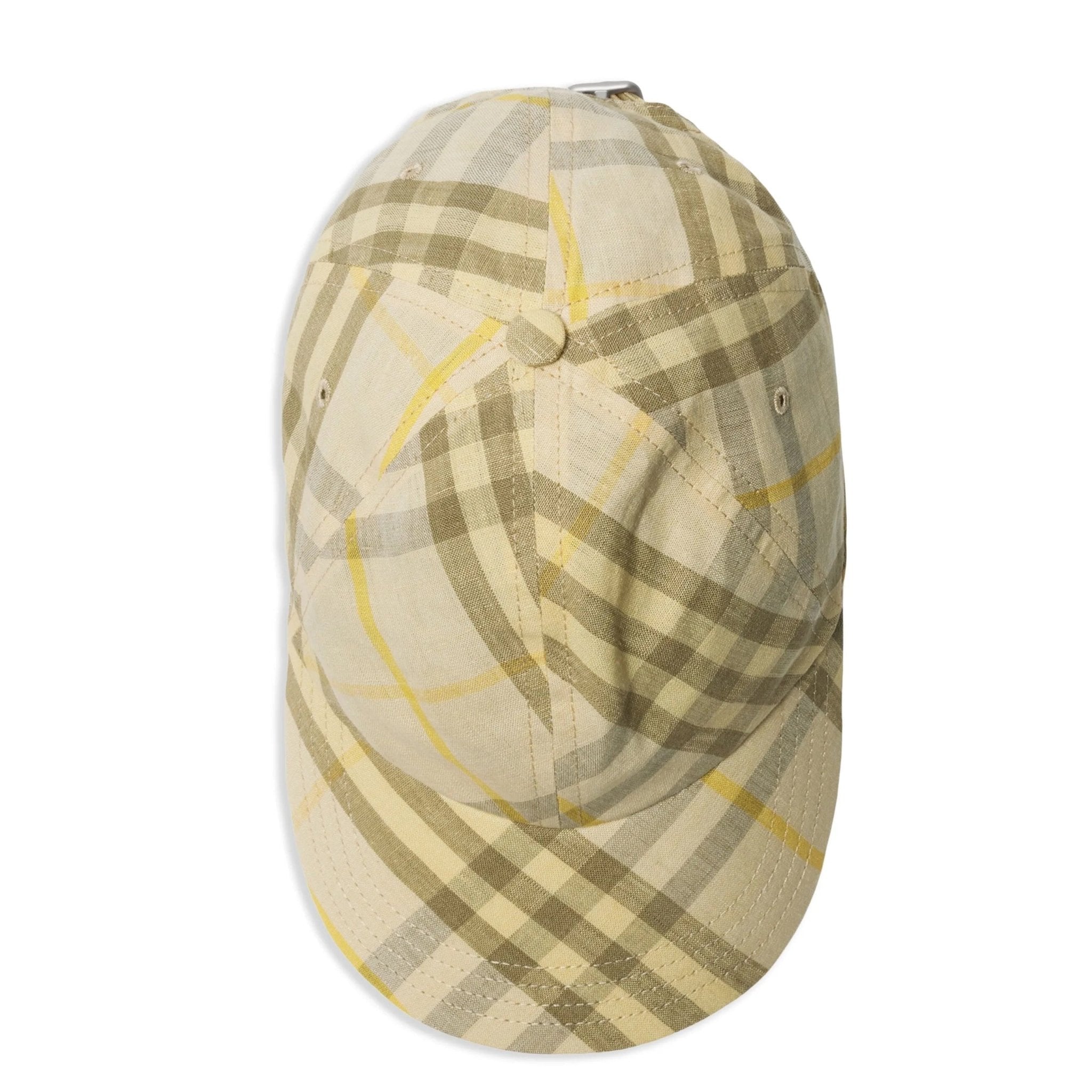 Burberry Checked Linen Cap Wheat Yellow