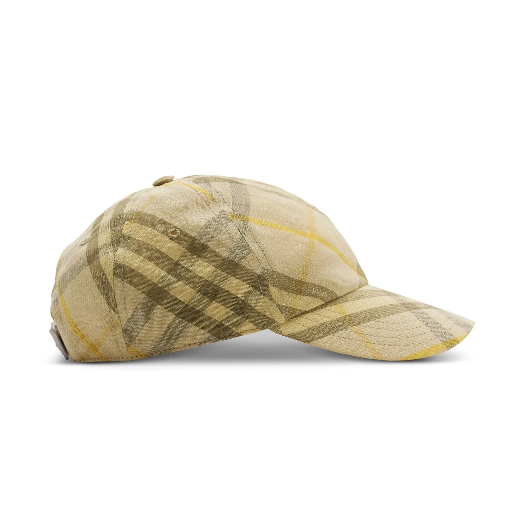 Burberry Checked Linen Cap Wheat Yellow