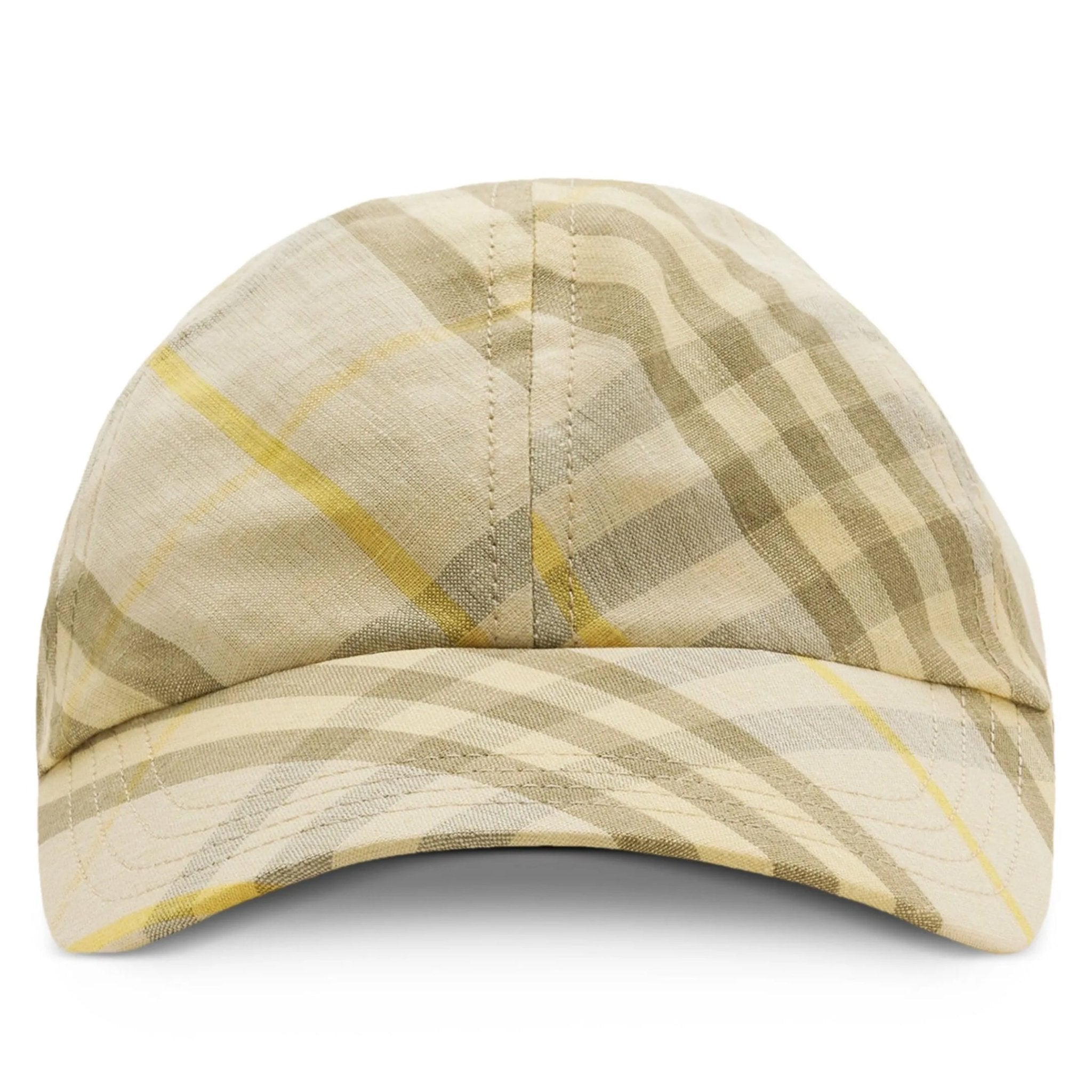 Burberry Checked Linen Cap Wheat Yellow
