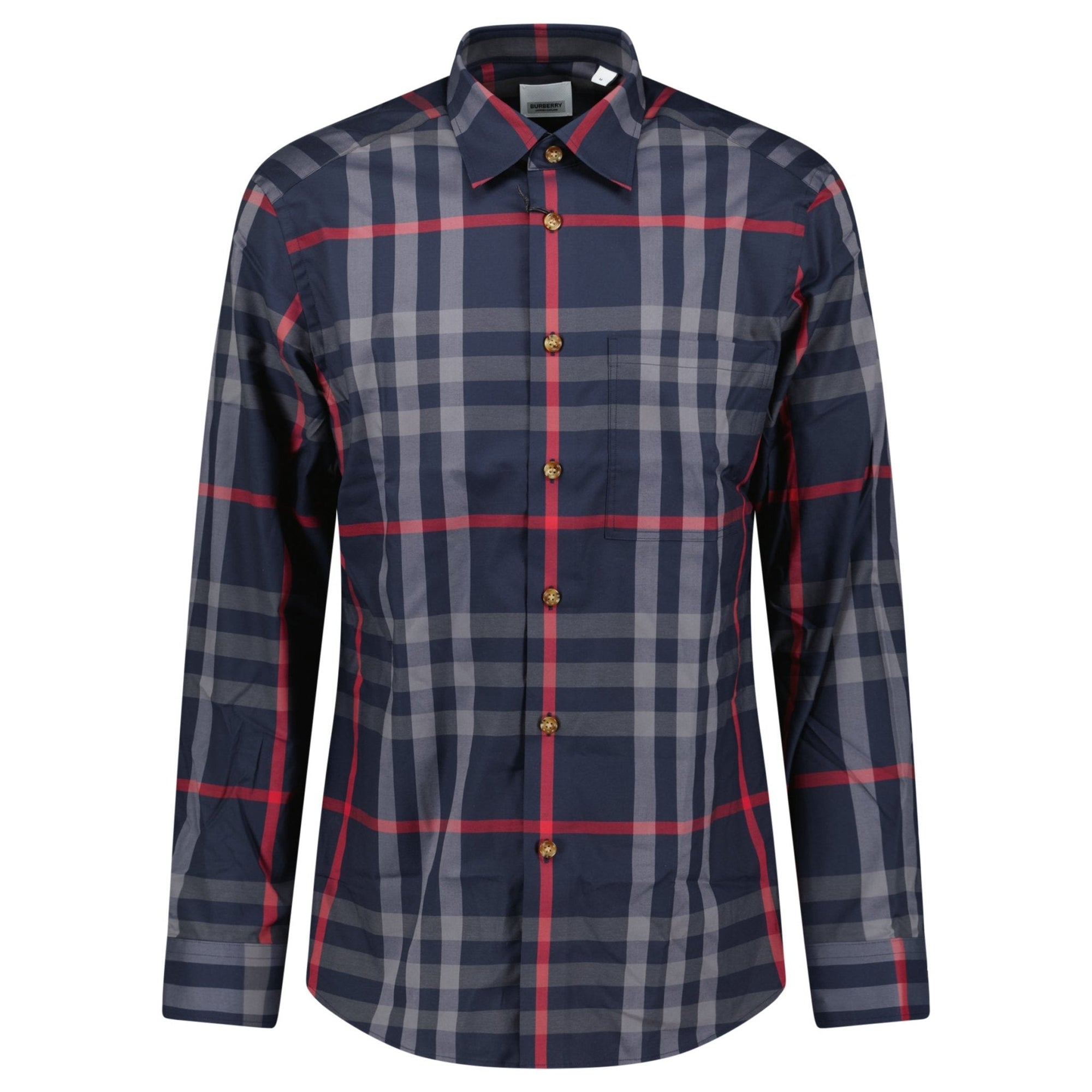 Burberry 'Claverdon' Check Shirt in Navy & Red