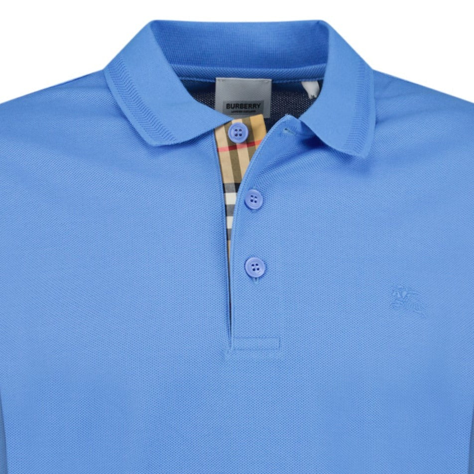 Burberry 'Eddie' Long Sleeved Polo-Shirt Blue