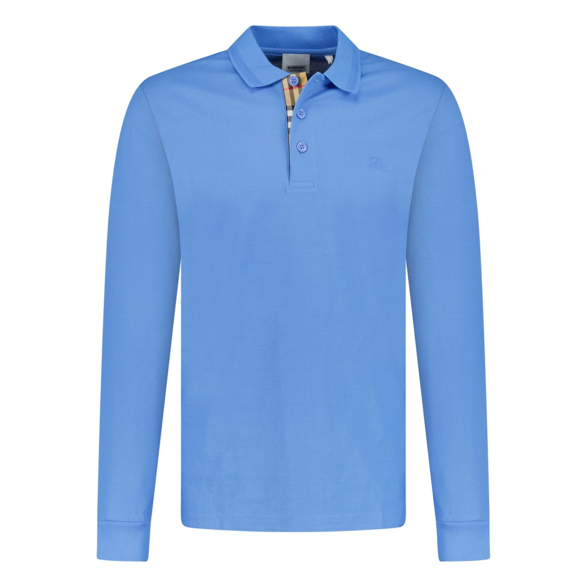 Burberry 'Eddie' Long Sleeved Polo-Shirt Blue