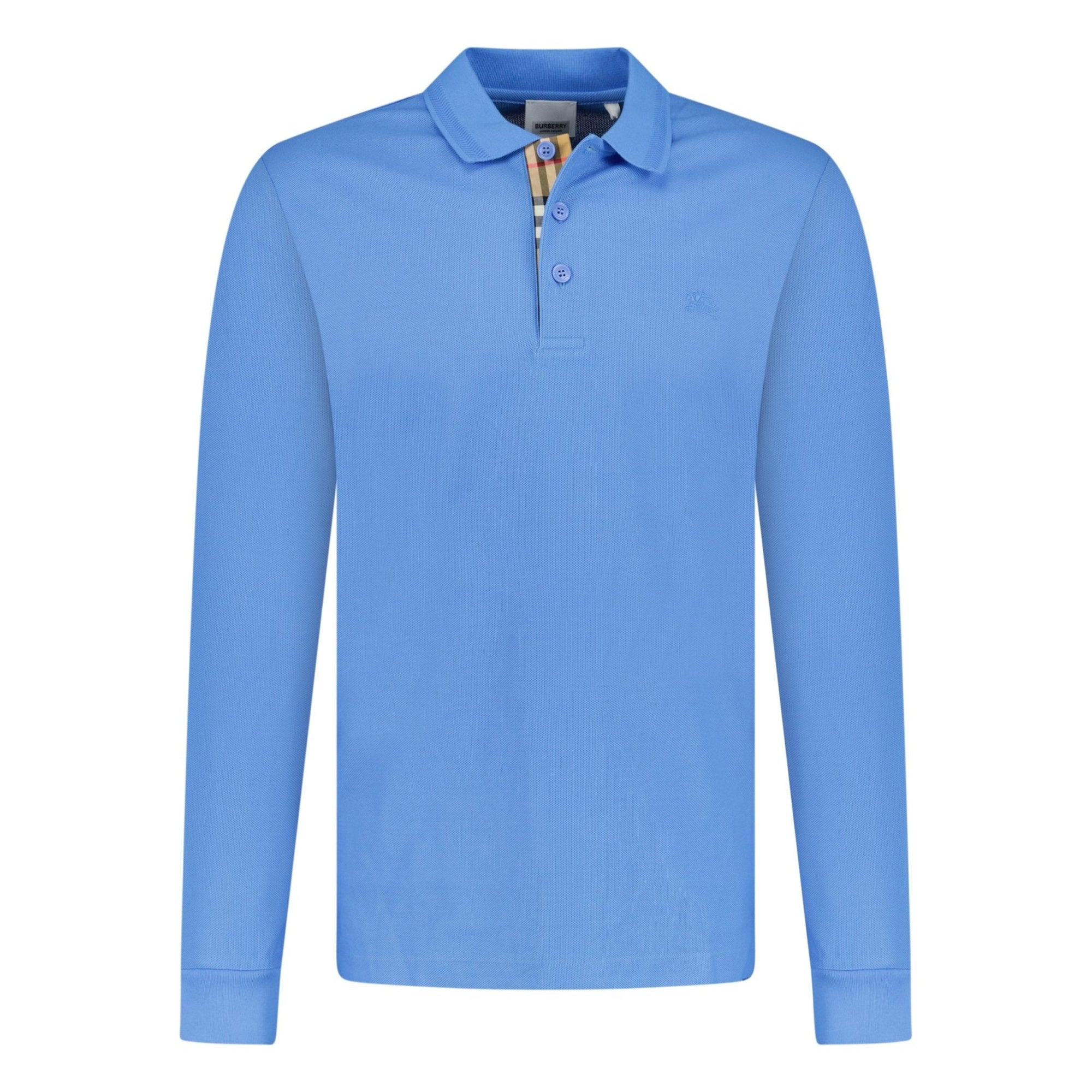 Burberry 'Eddie' Long Sleeved Polo-Shirt Blue