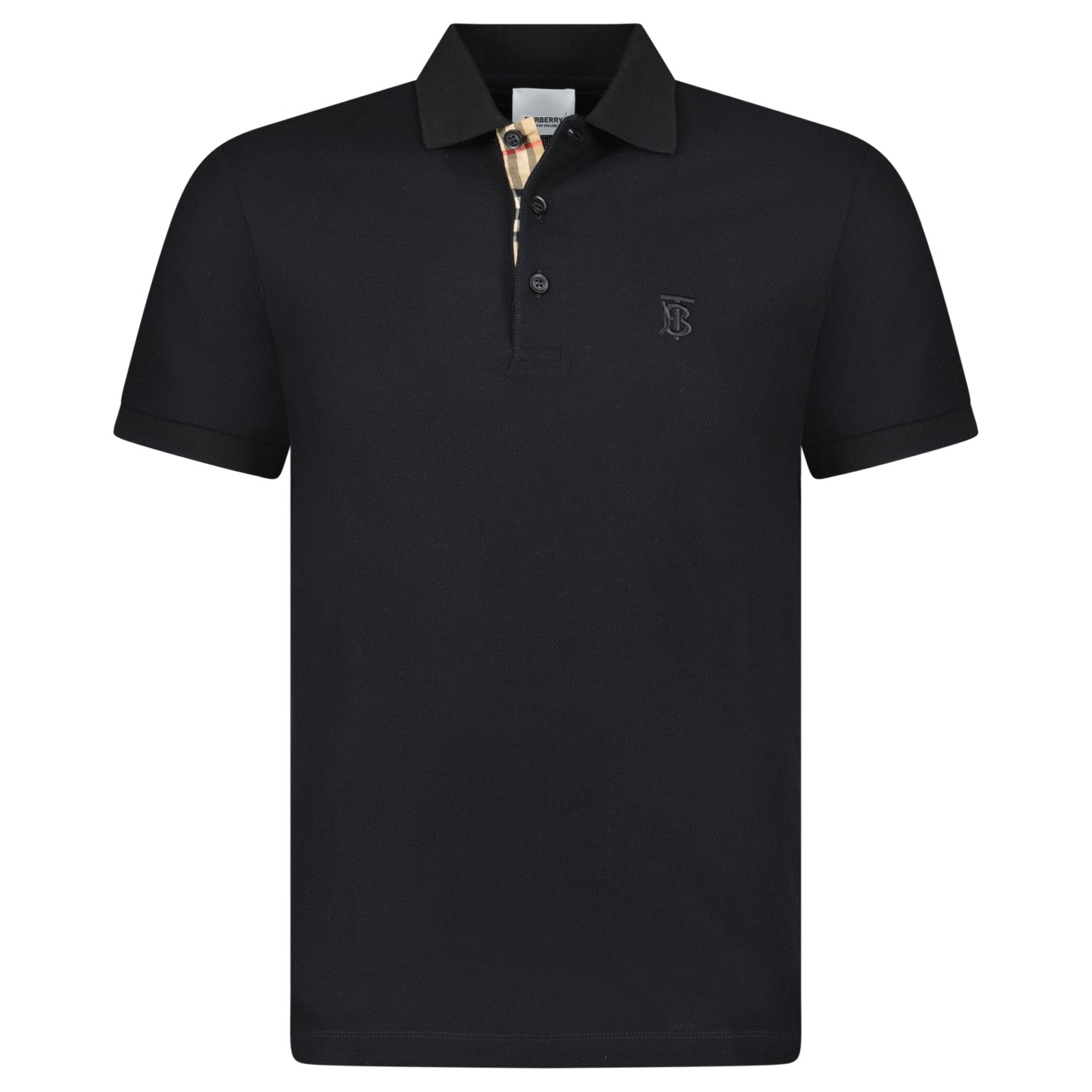 Burberry 'Eddie' TB Check Placket Polo-Shirt Black