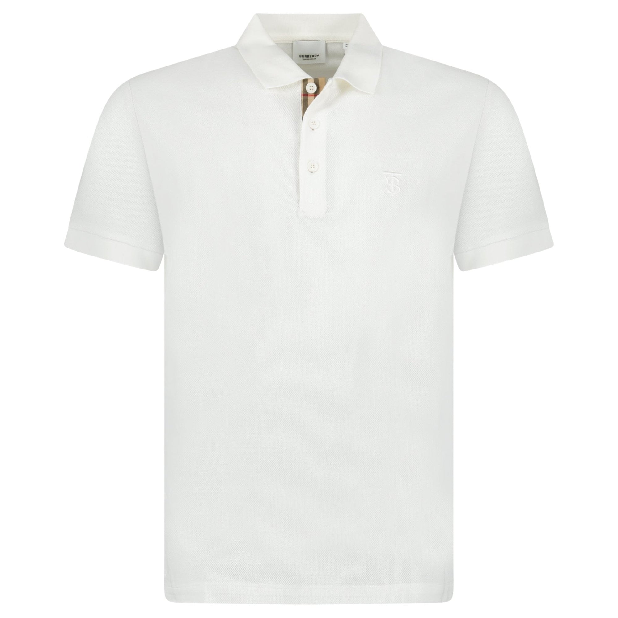 Burberry 'Eddie' TB Check Placket Polo-Shirt White