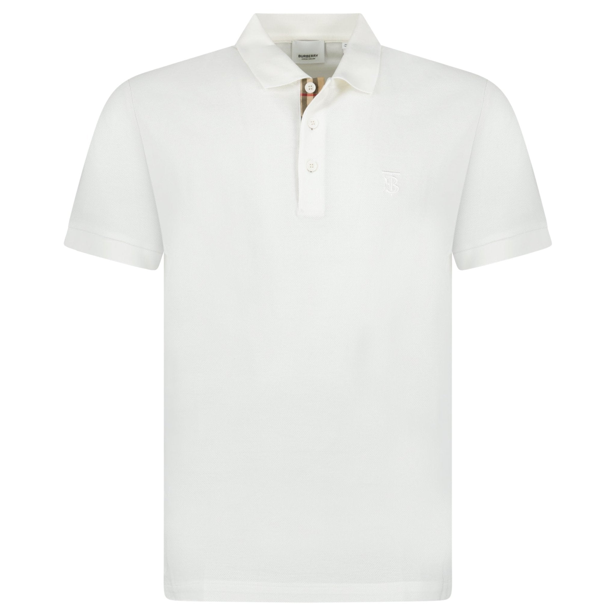 Burberry 'Eddie' TB Check Placket Polo-Shirt White