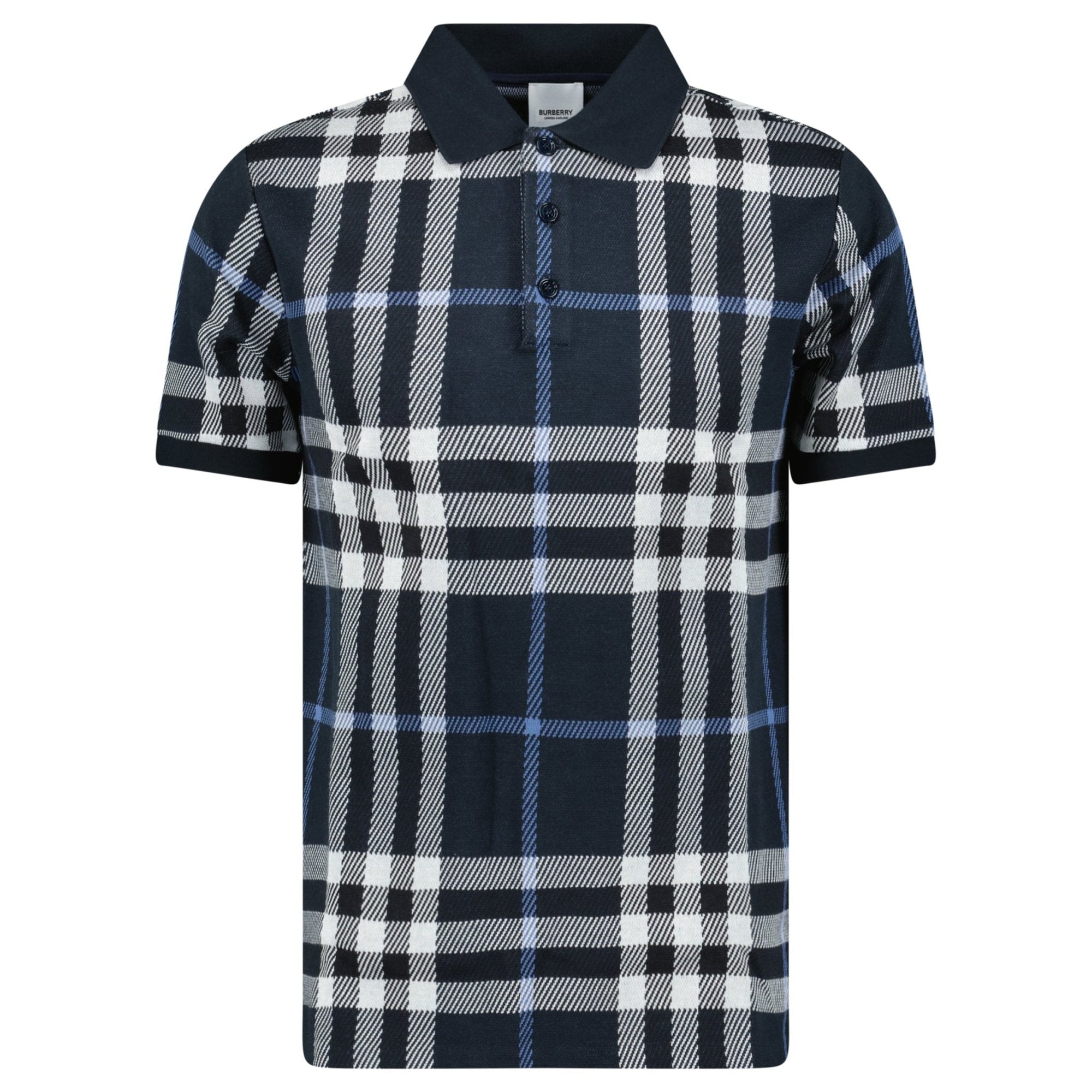 Burberry 'Ferry' Check Cotton Polo Navy