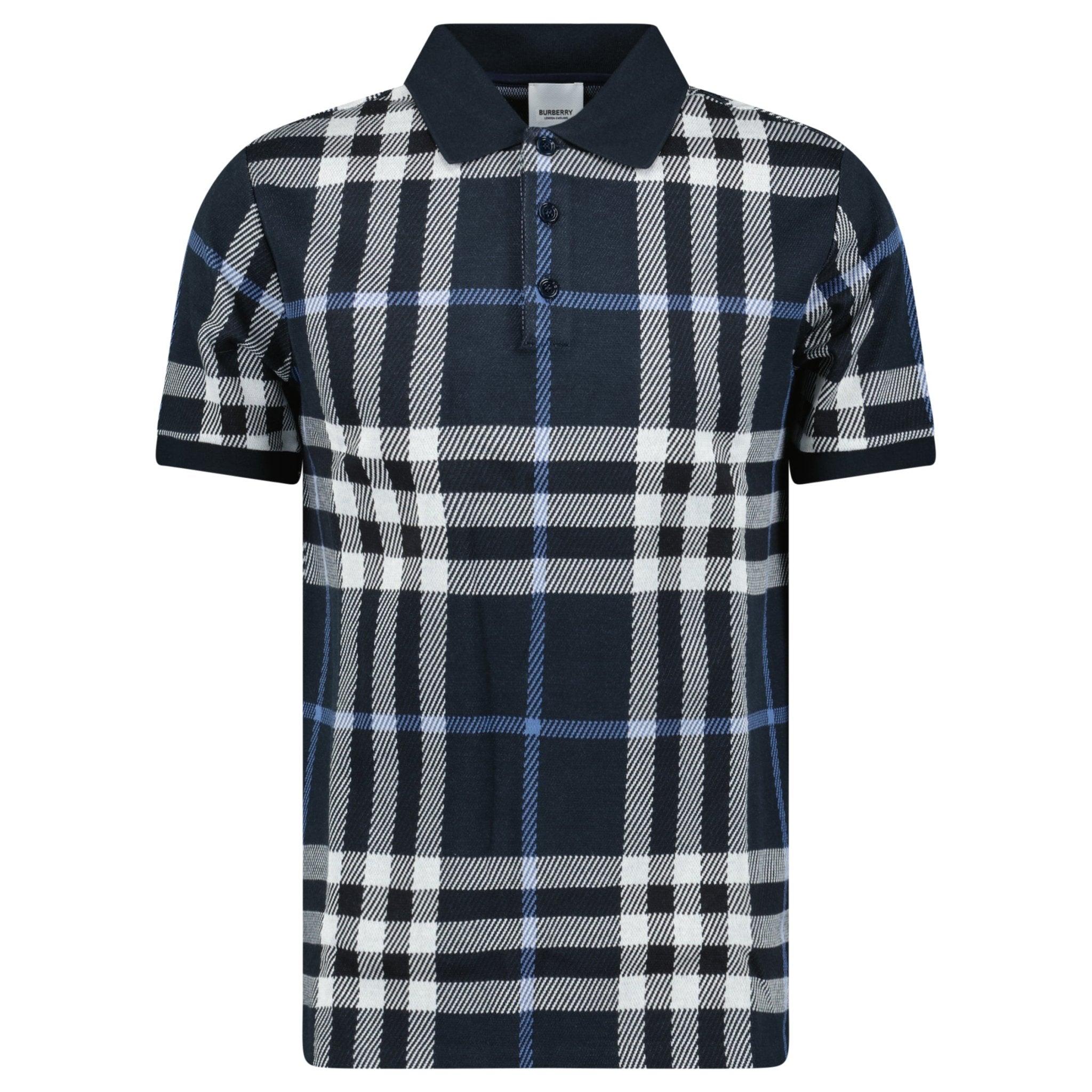 Burberry 'Ferry' Check Cotton Polo Navy