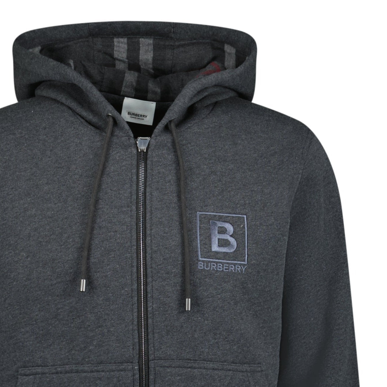 Burberry 'Fordson' Check Hoodie Sweatshirt Charcoal