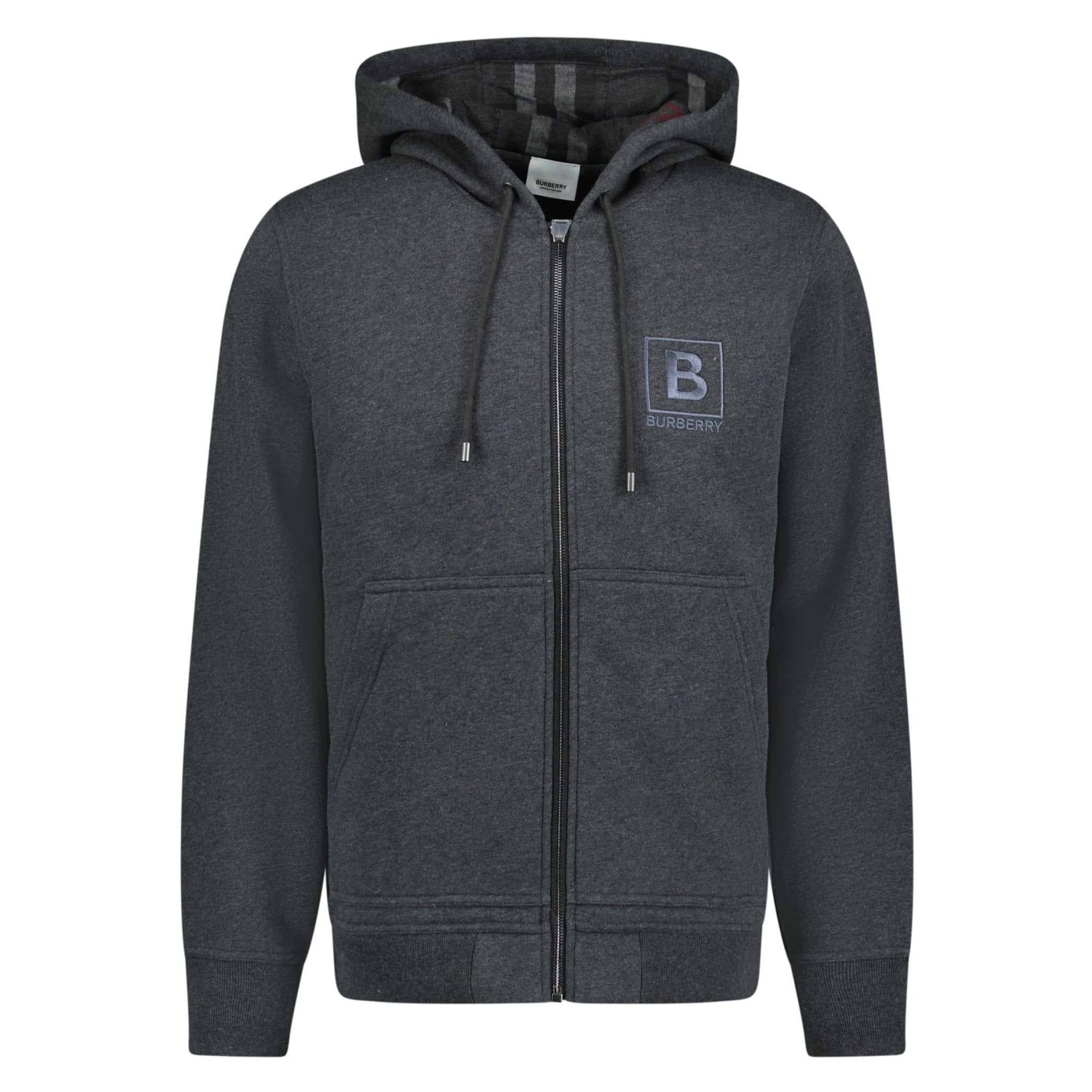 Burberry 'Fordson' Check Hoodie Sweatshirt Charcoal