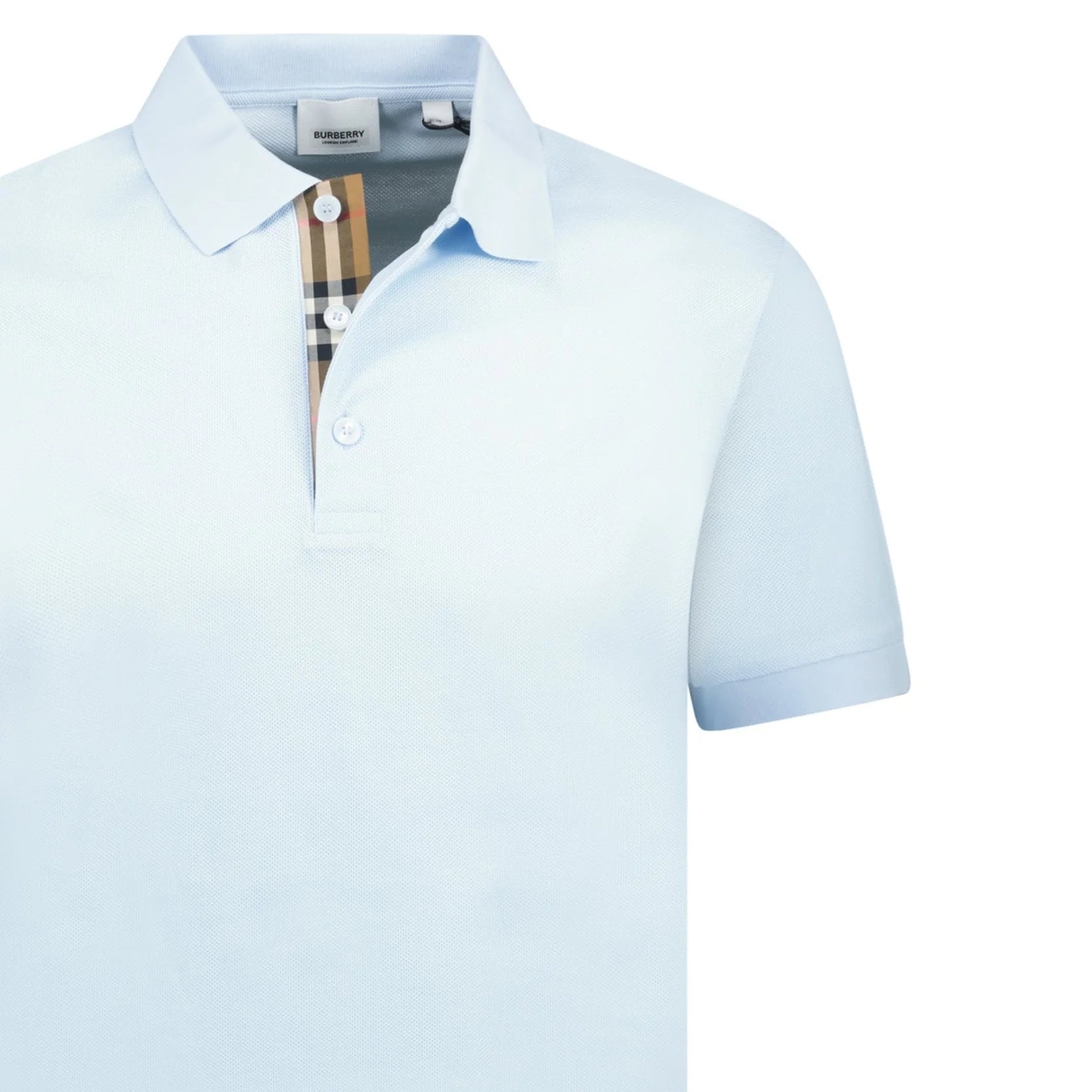 Burberry 'Hartford' Check Placket Polo Light Blue