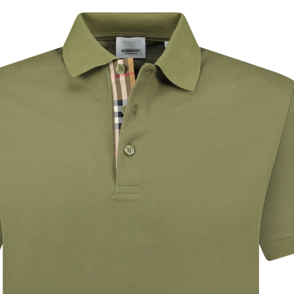 Burberry 'Hartford' Check Placket Polo Olive