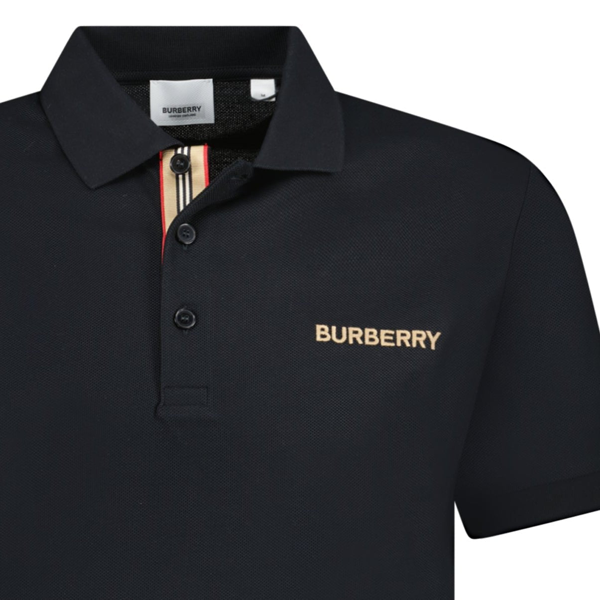 Burberry 'Hartford' Embroidery Logo Check Polo Black