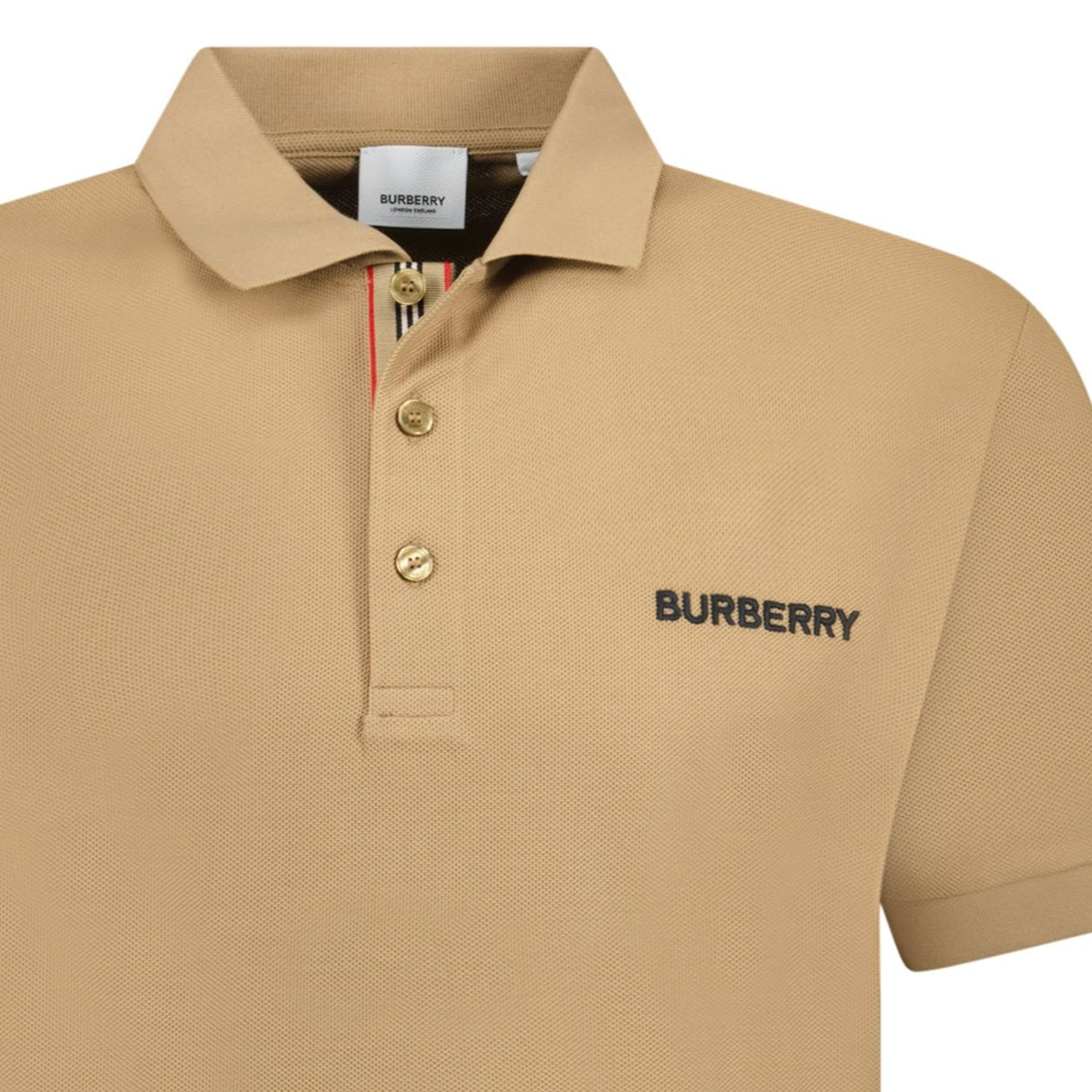 Burberry 'Hartford' Embroidery Logo Check Polo Camel Beige