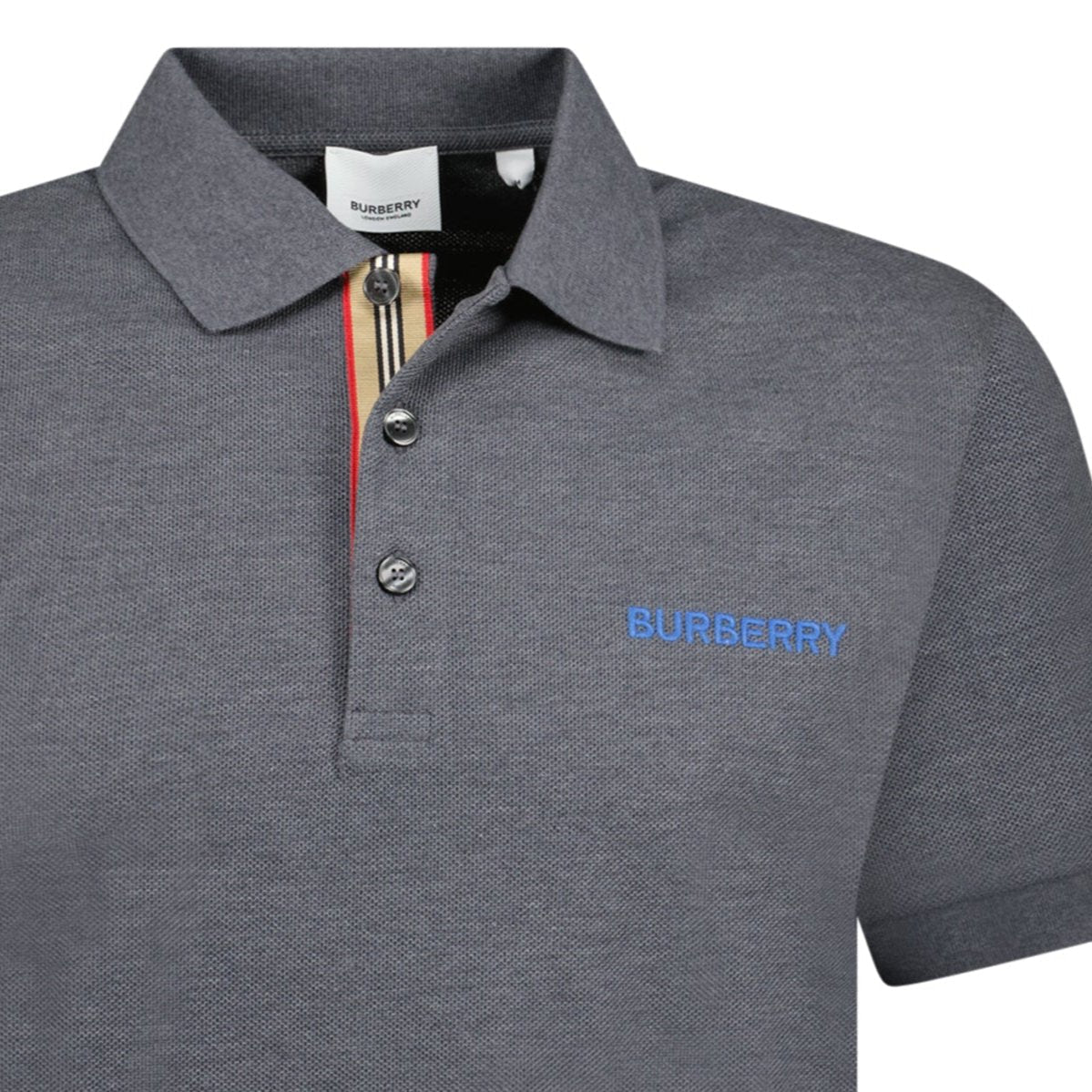 Burberry 'Hartford' Embroidery Logo Check Polo Grey