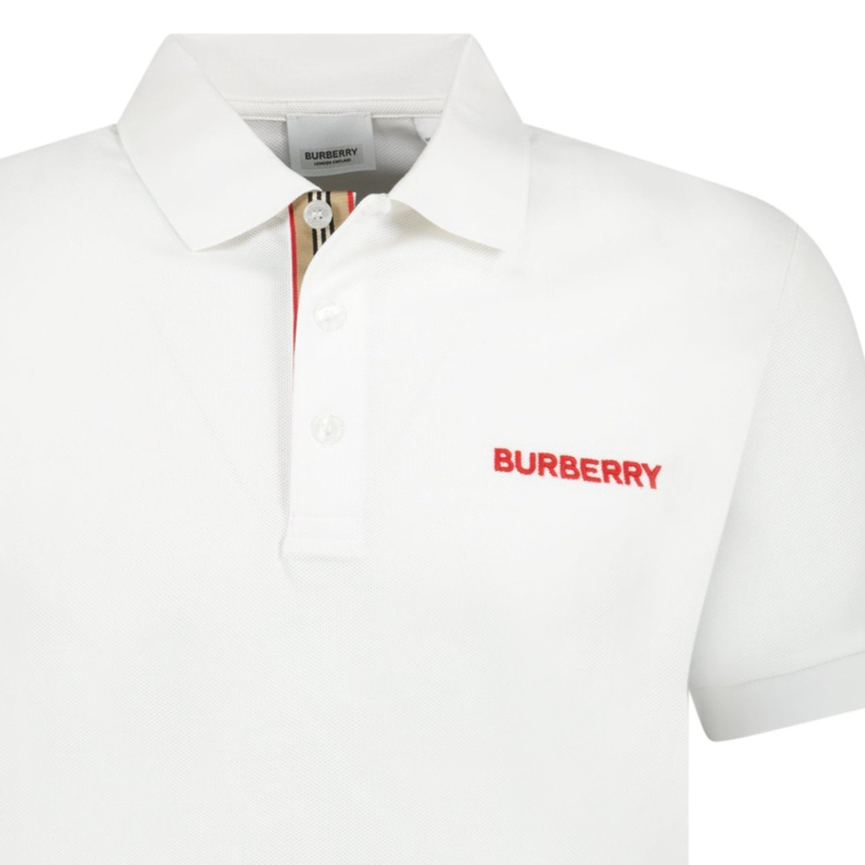 Burberry 'Hartford' Embroidery Logo Check Polo White