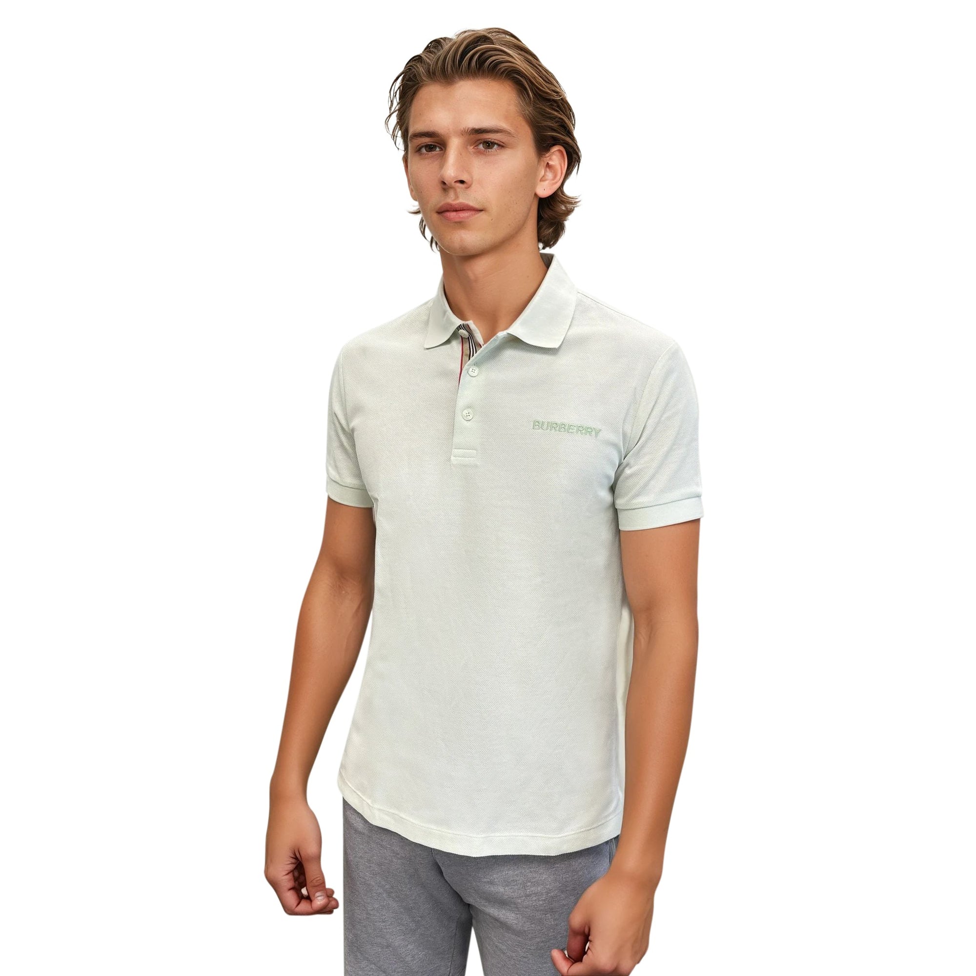 Burberry 'Hartford' Signature Colour Placket Polo Pistachio