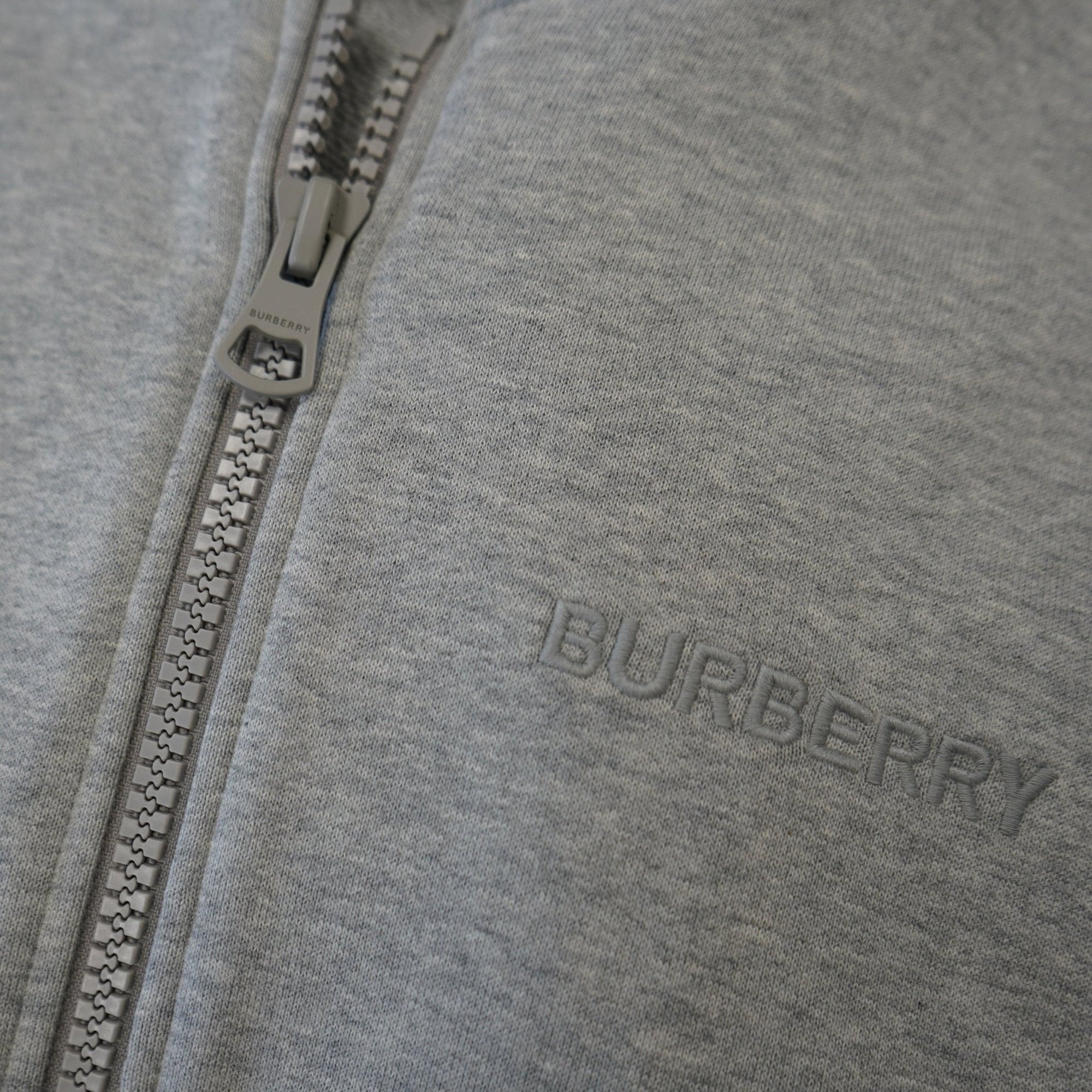 Burberry 'Hove' check Hood Embroidery Logo Hoodie Zip Sweatshirt Grey
