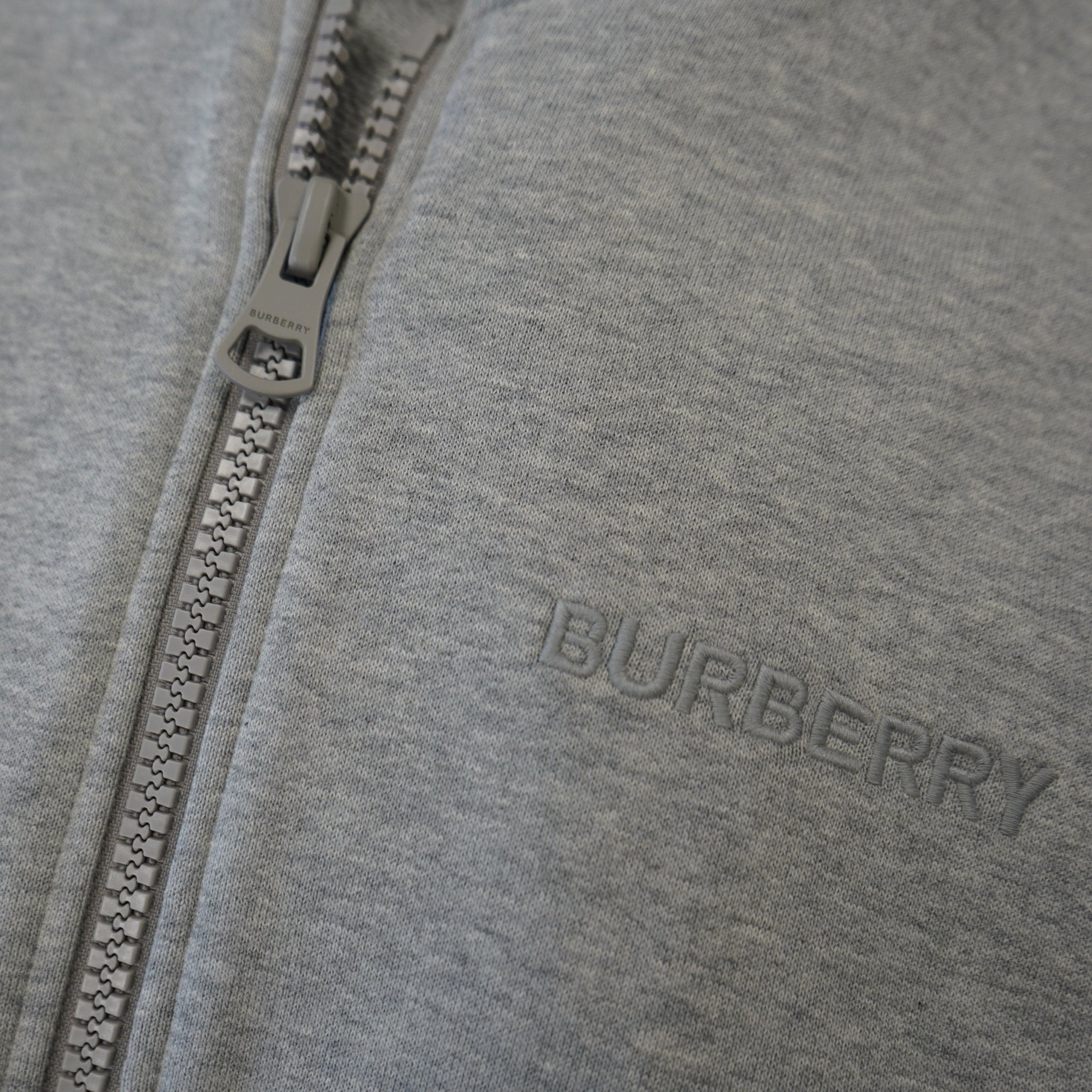 Burberry 'Hove' check Hood Embroidery Logo Hoodie Zip Sweatshirt Grey