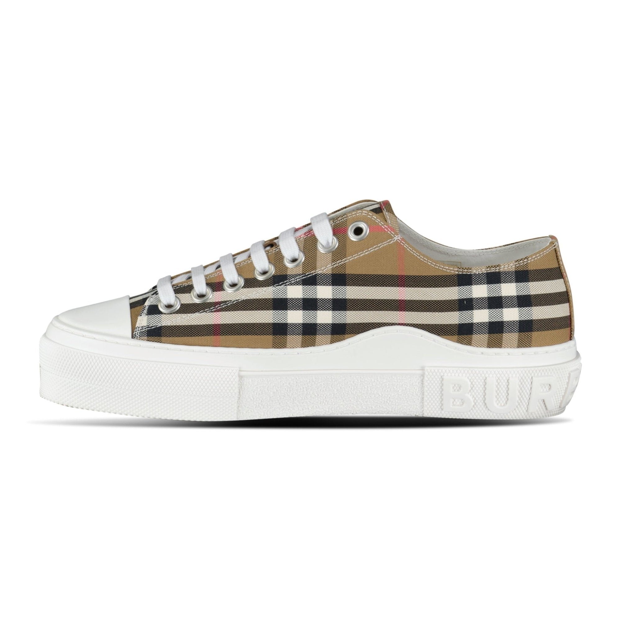 Burberry 'Jack Low' Check Trainers Taupe Brown
