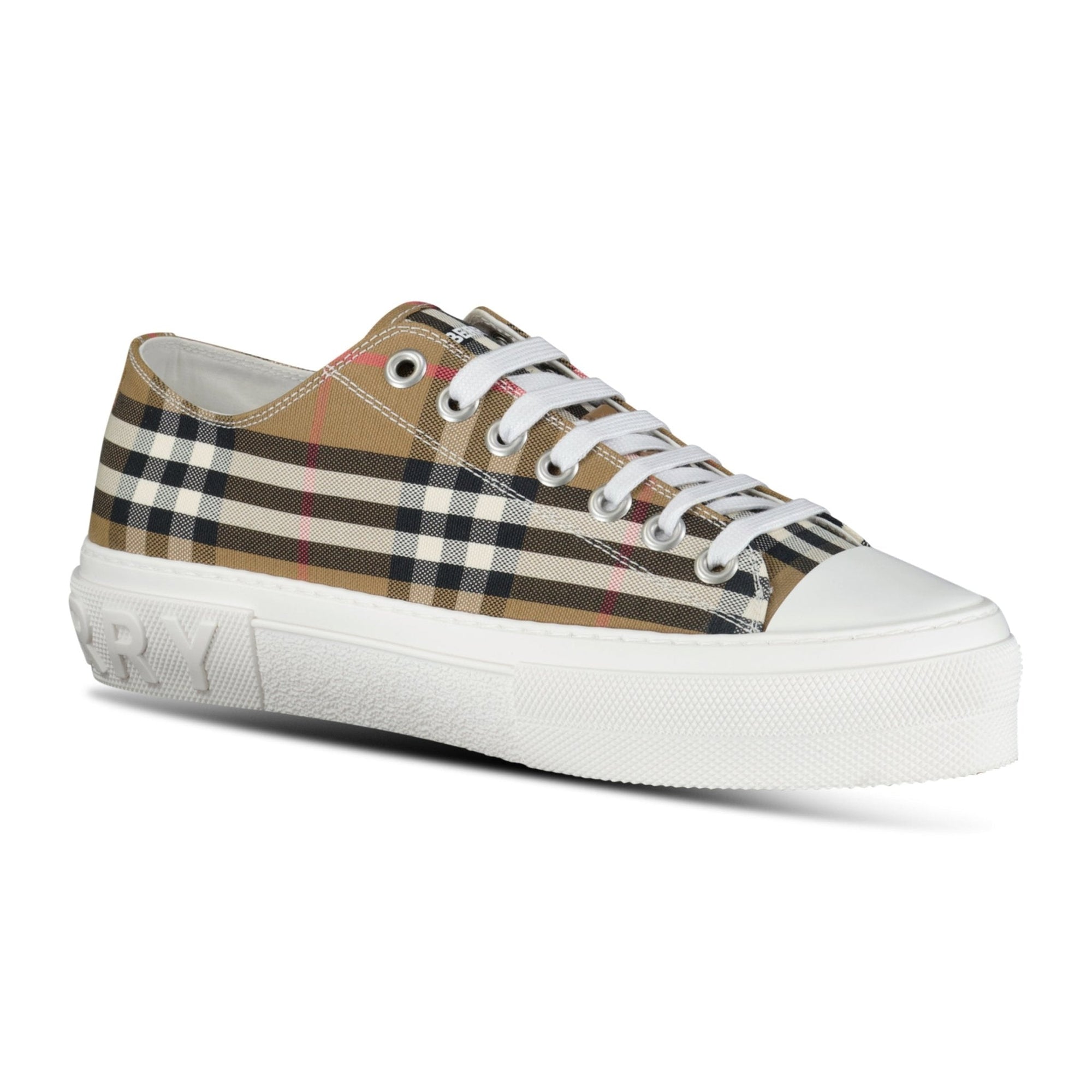 Burberry 'Jack Low' Check Trainers Taupe Brown
