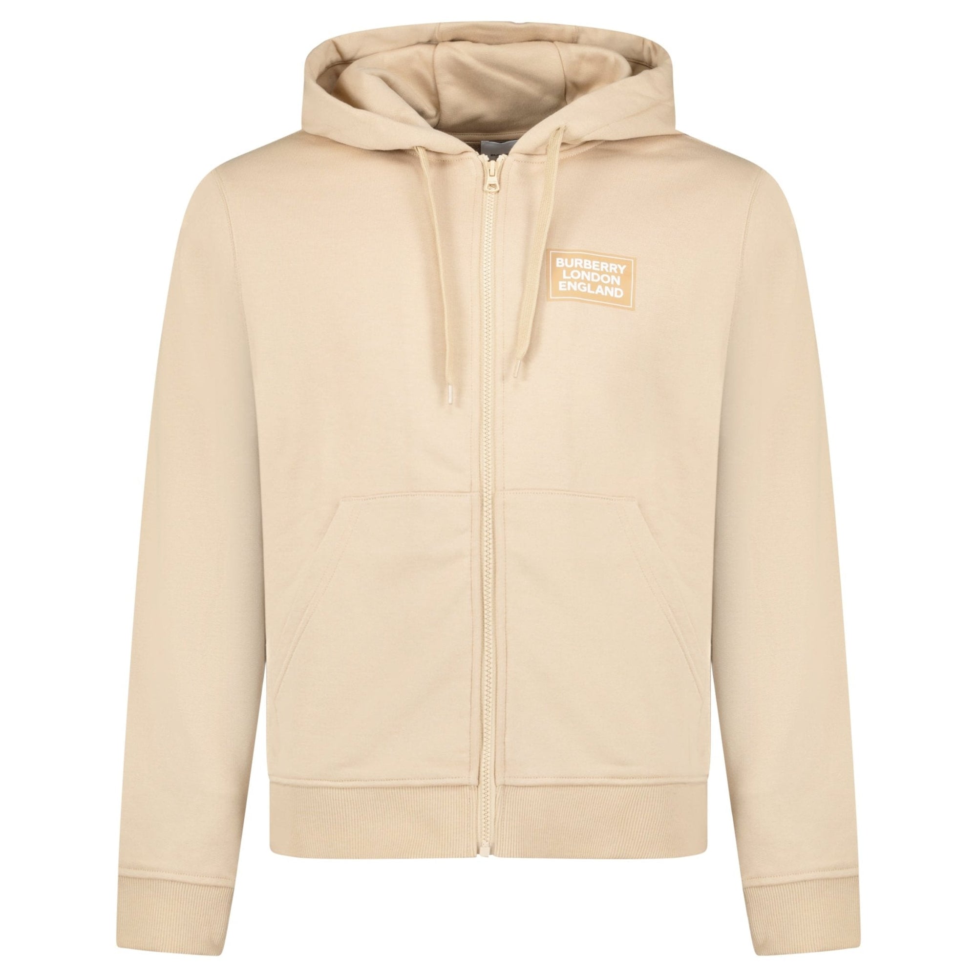 Burberry 'Keira' Logo Hoodie Zip Sweatshirt Beige