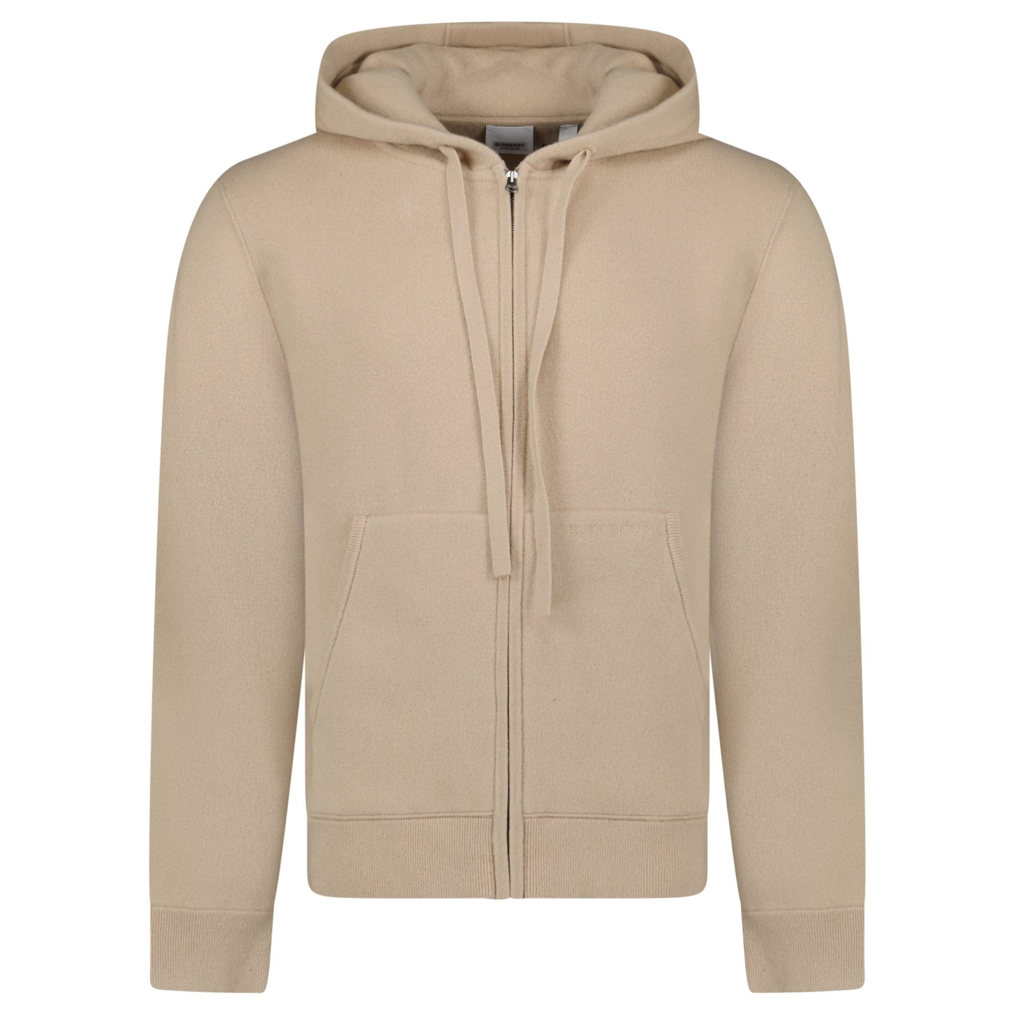 Burberry 'Lindley' Knitted Cashmere Hoodie Soft Fawn Beige
