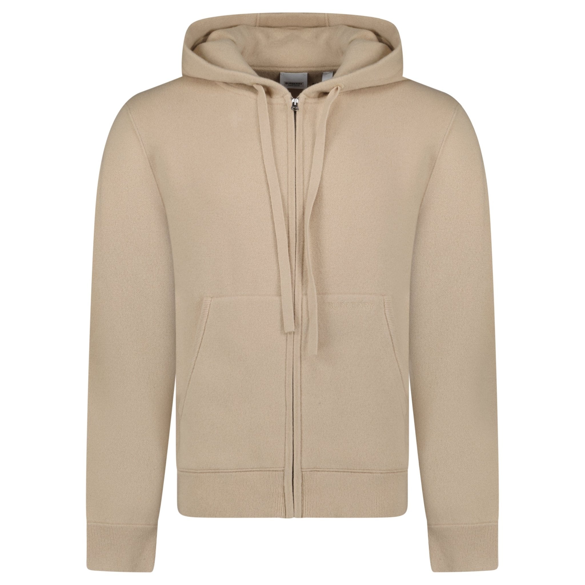 Burberry 'Lindley' Knitted Cashmere Hoodie Soft Fawn Beige