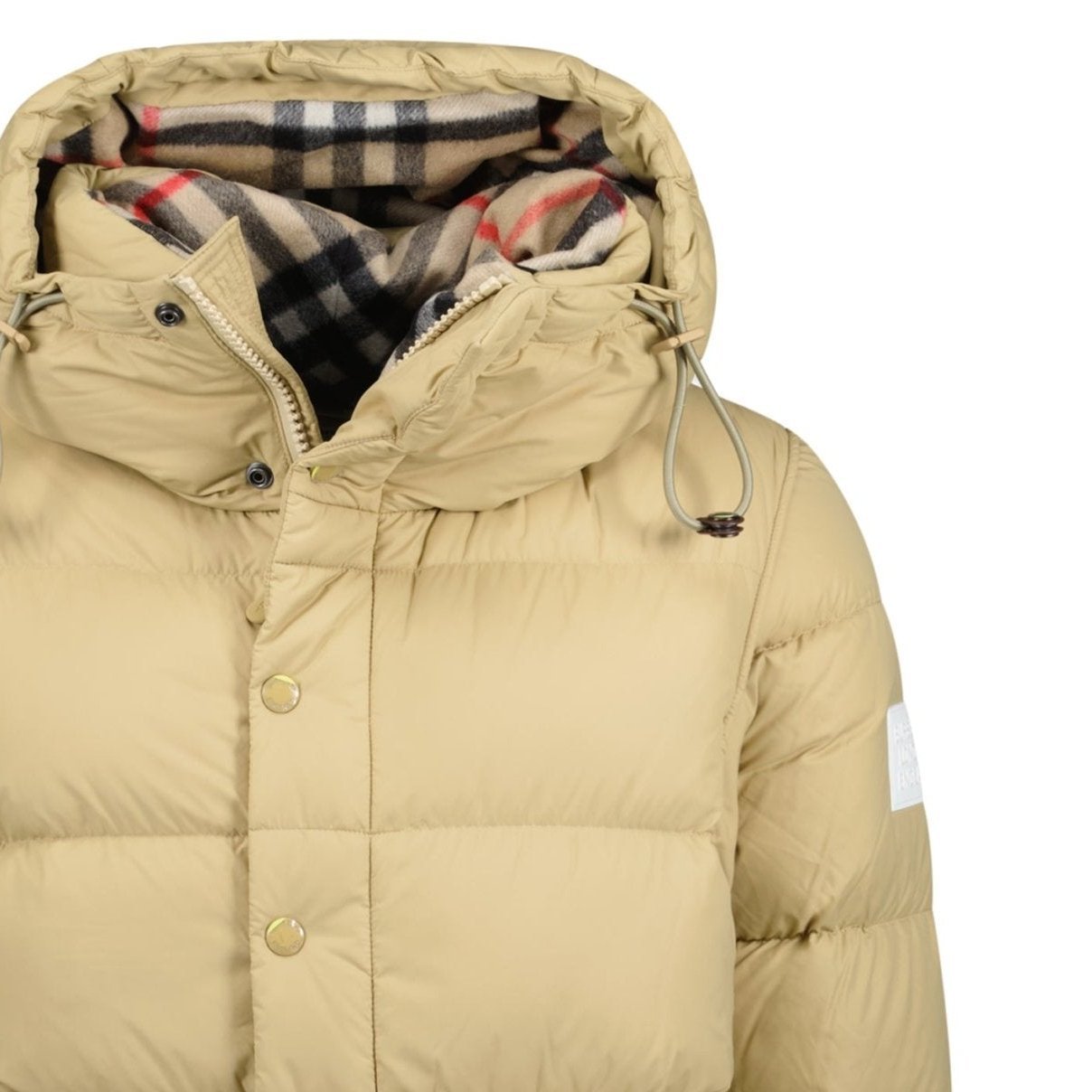 Burberry 'Lockwell' Hooded Check Down Jacket Beige