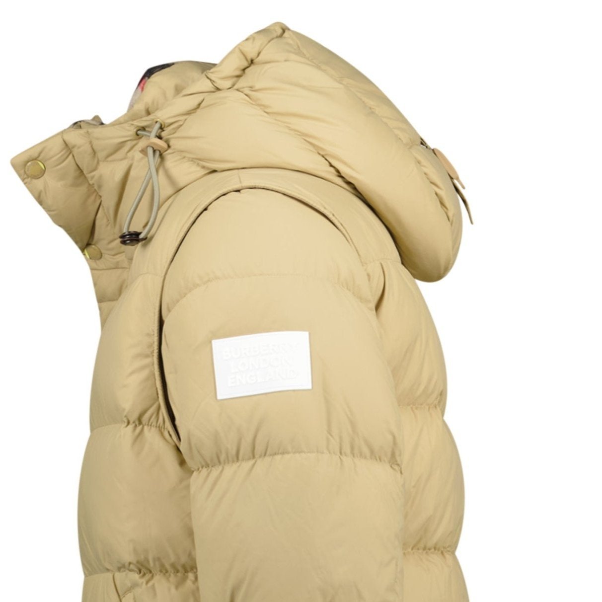 Burberry 'Lockwell' Hooded Check Down Jacket Beige