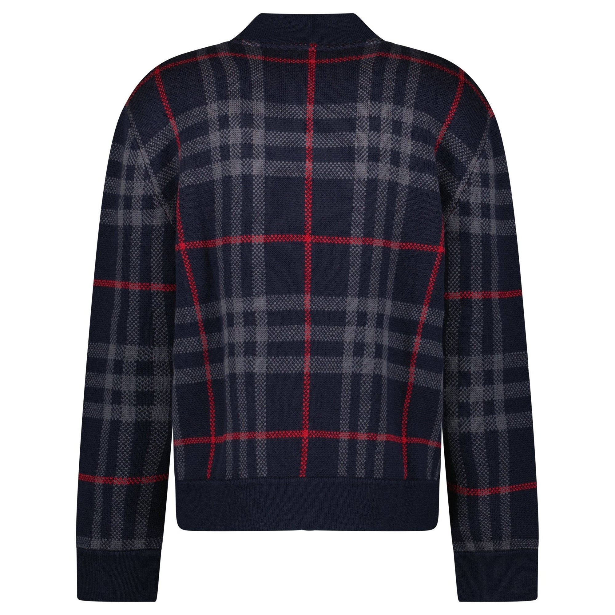 Burberry 'Morland' Knitted Wool Bomber Jacket Check Navy